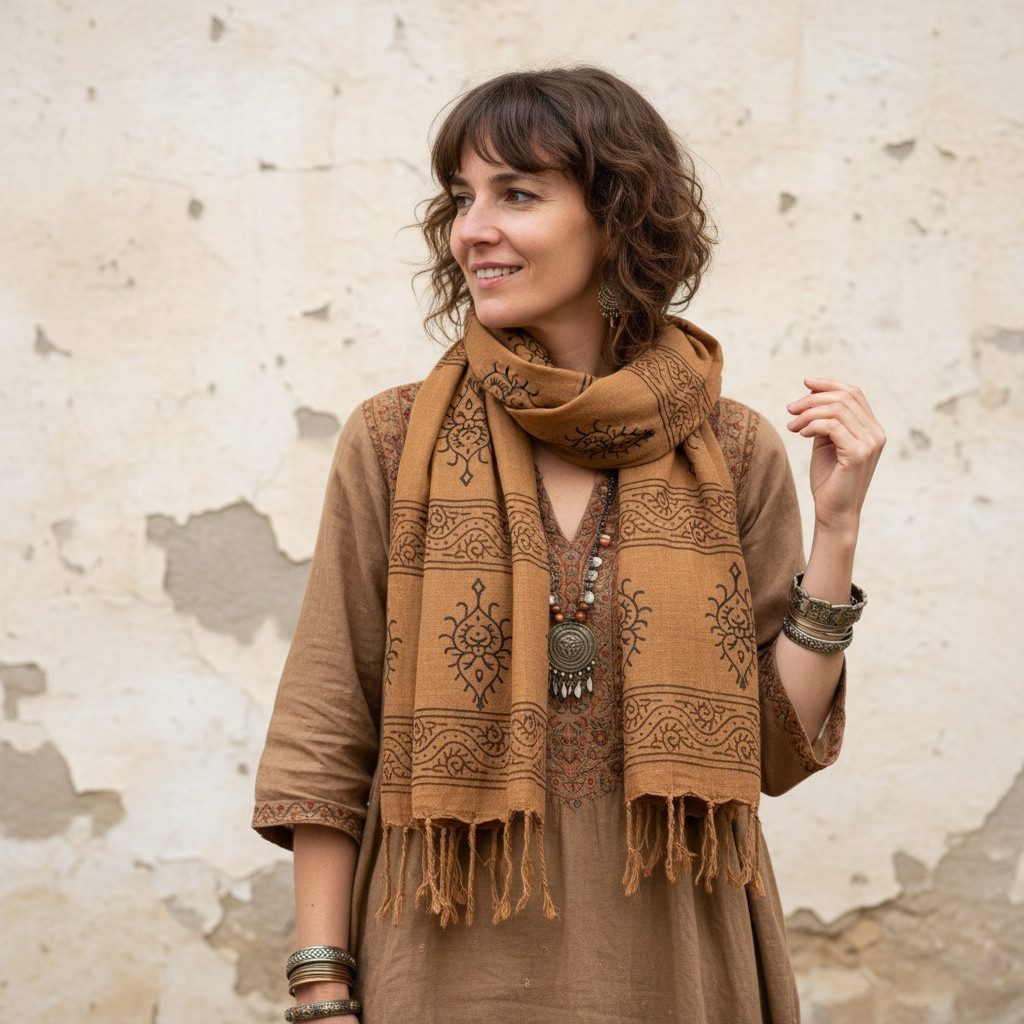 Guru-Shop Halstuch Handgewebtes Baumwolltuch mit Tribalmuster,..