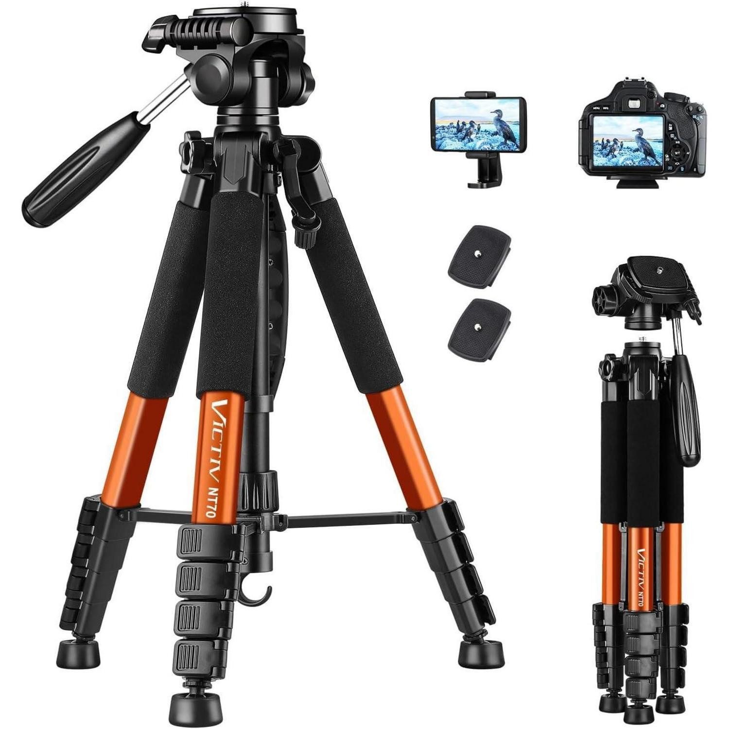 Victiv 182 cm Aluminium Kamera Stativ mit 3-Wege-Schwenk und Panorama Kamerastativ