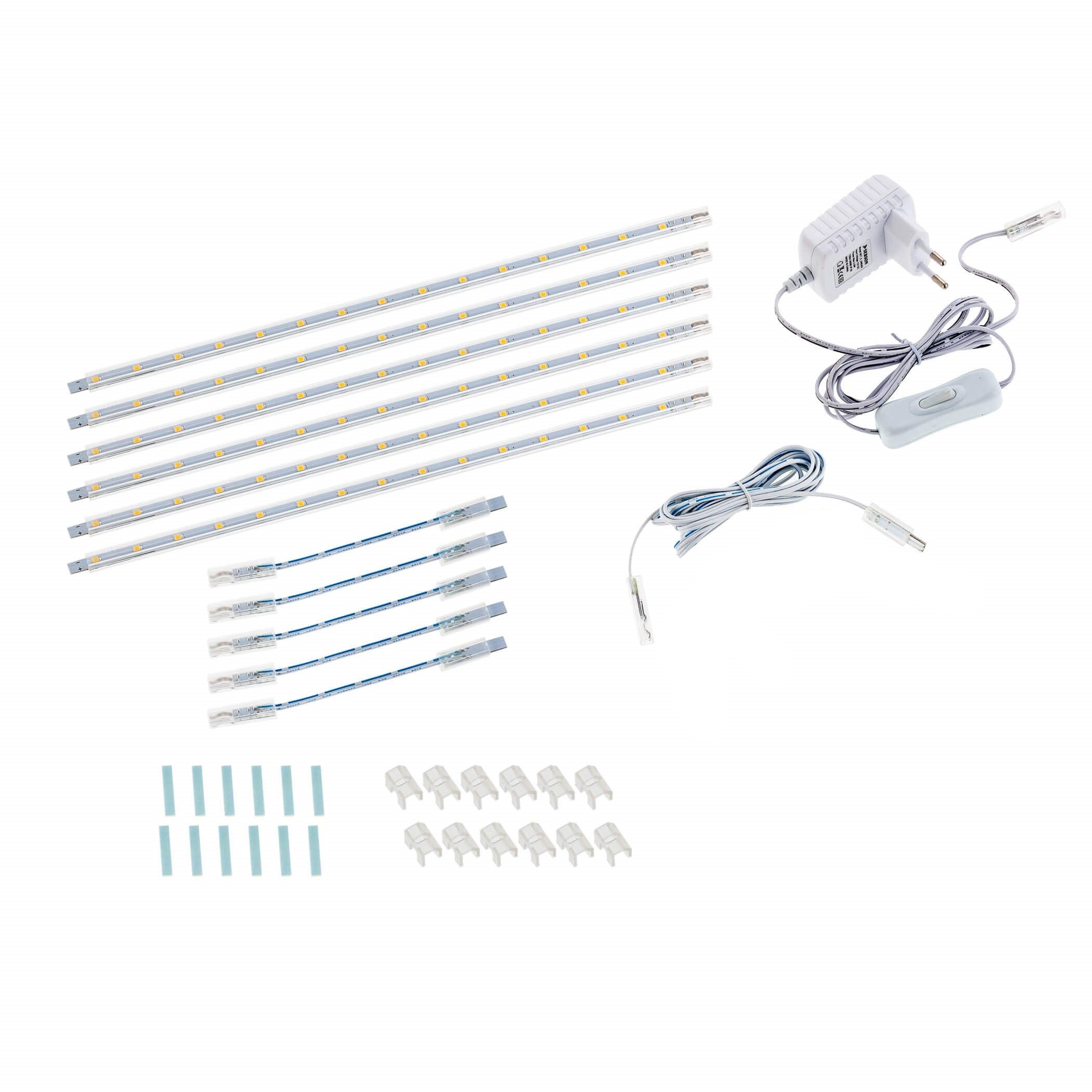 SEBSON Aufbauleuchte LED Lichtleiste 30cm 12V warmweiß 6-tlg, mit Stecker und Schalter – Bild 2 von 5
