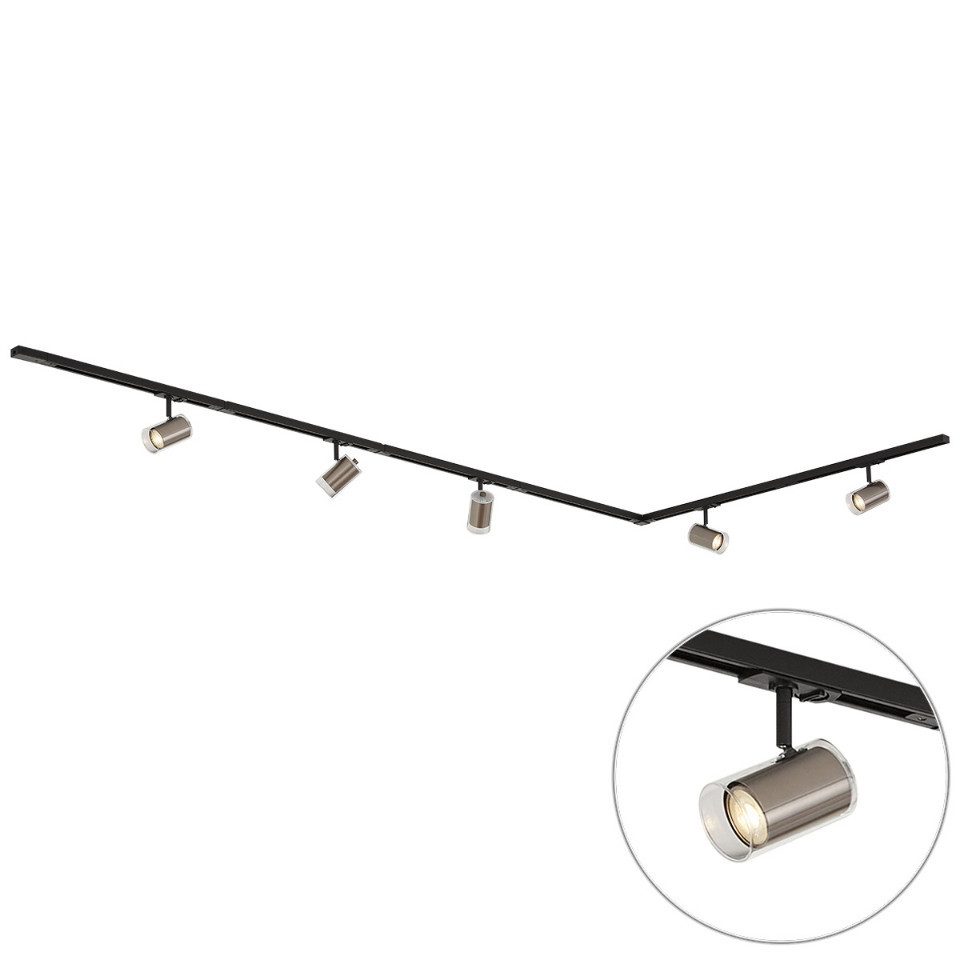 Qazqa Schienensystem-Sets Iconic lloyd, ohne Leuchtmittel, Kaltweiß, QAZQA Schienen­leuchte, gu10, Schwarz, Aluminium, Modern