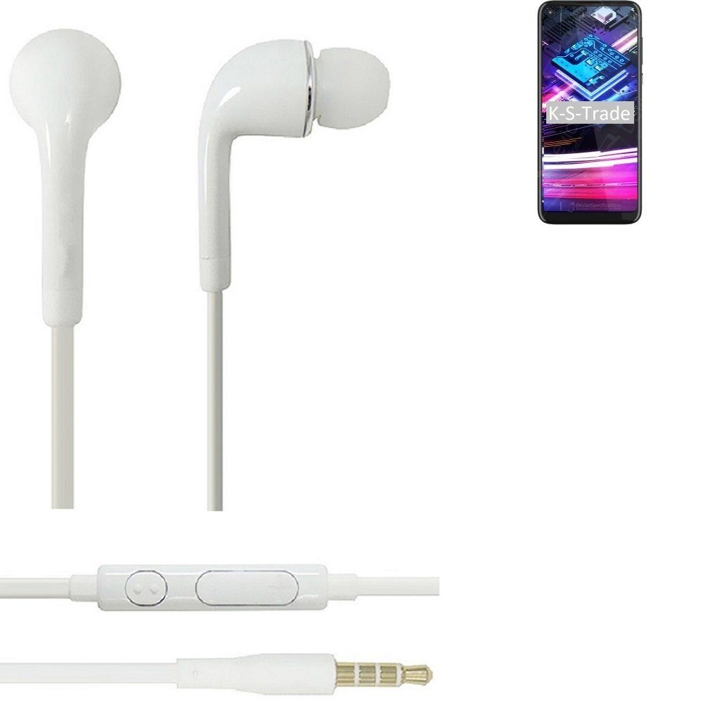 K-S-Trade für Motorola Moto G Fast In-Ear-Kopfhörer (Kopfhörer Headset mit Mikrofon u Lautstärkeregler weiß 3,5mm)