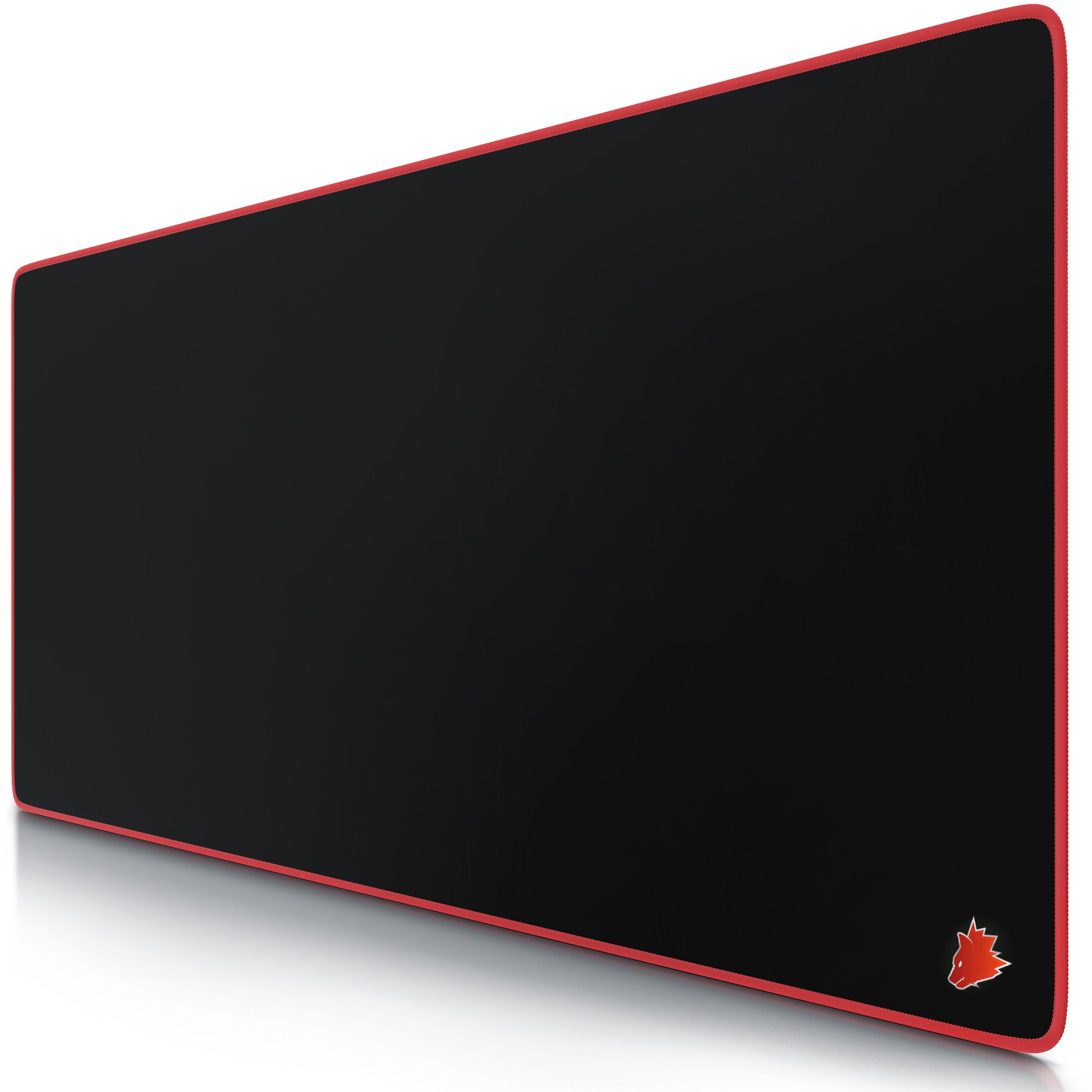 Titanwolf Gaming Mauspad XXL Speed Mousepad 900 x 400 x 3 mm, große Tischunterlage (1-St), rutschfest, abwaschbar, Geschwindigkeit & Präzision, Kopf rot