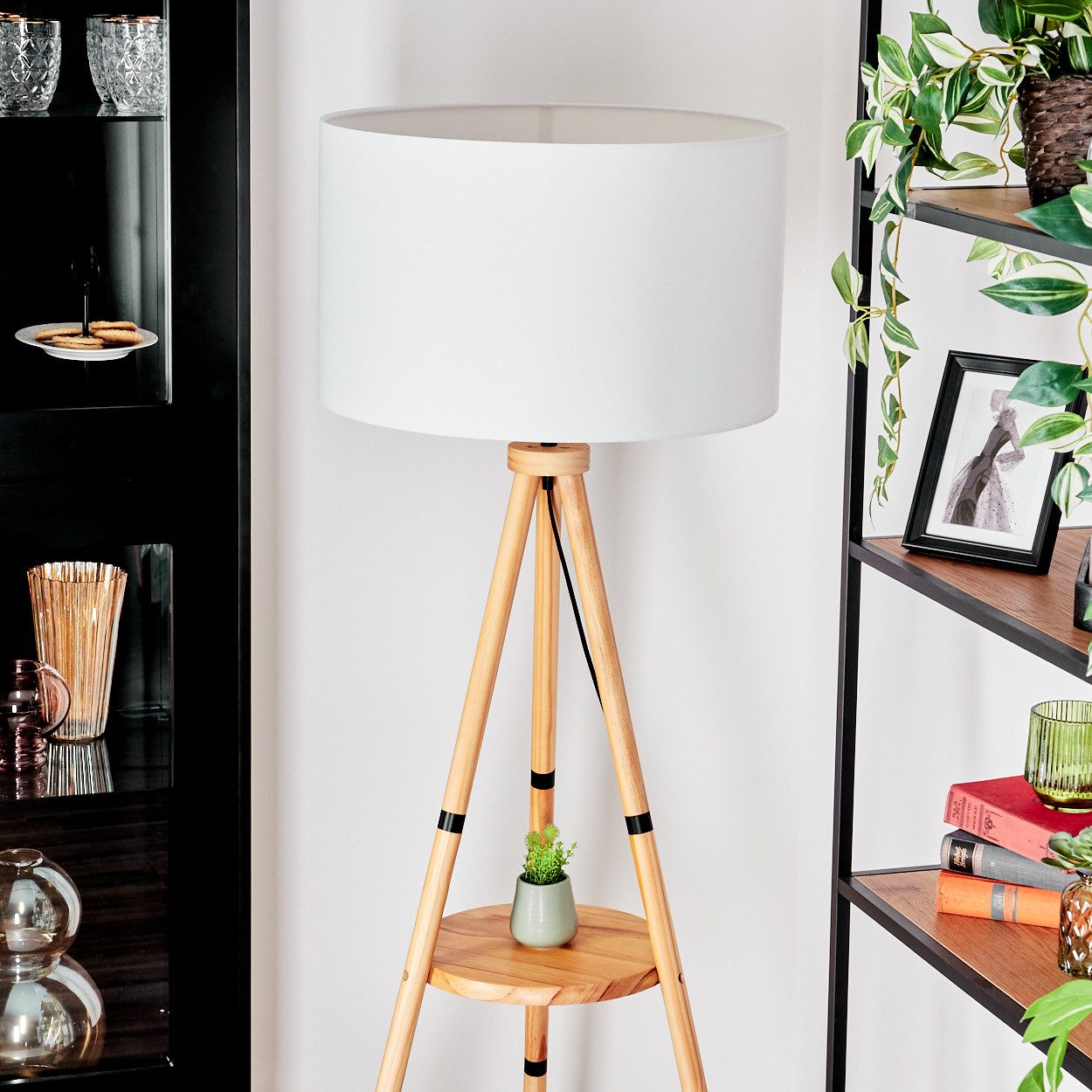 hofstein Stehlampe Stehlampe aus Holz/Metall im modernen Boho-Design mit Fu günstig online kaufen