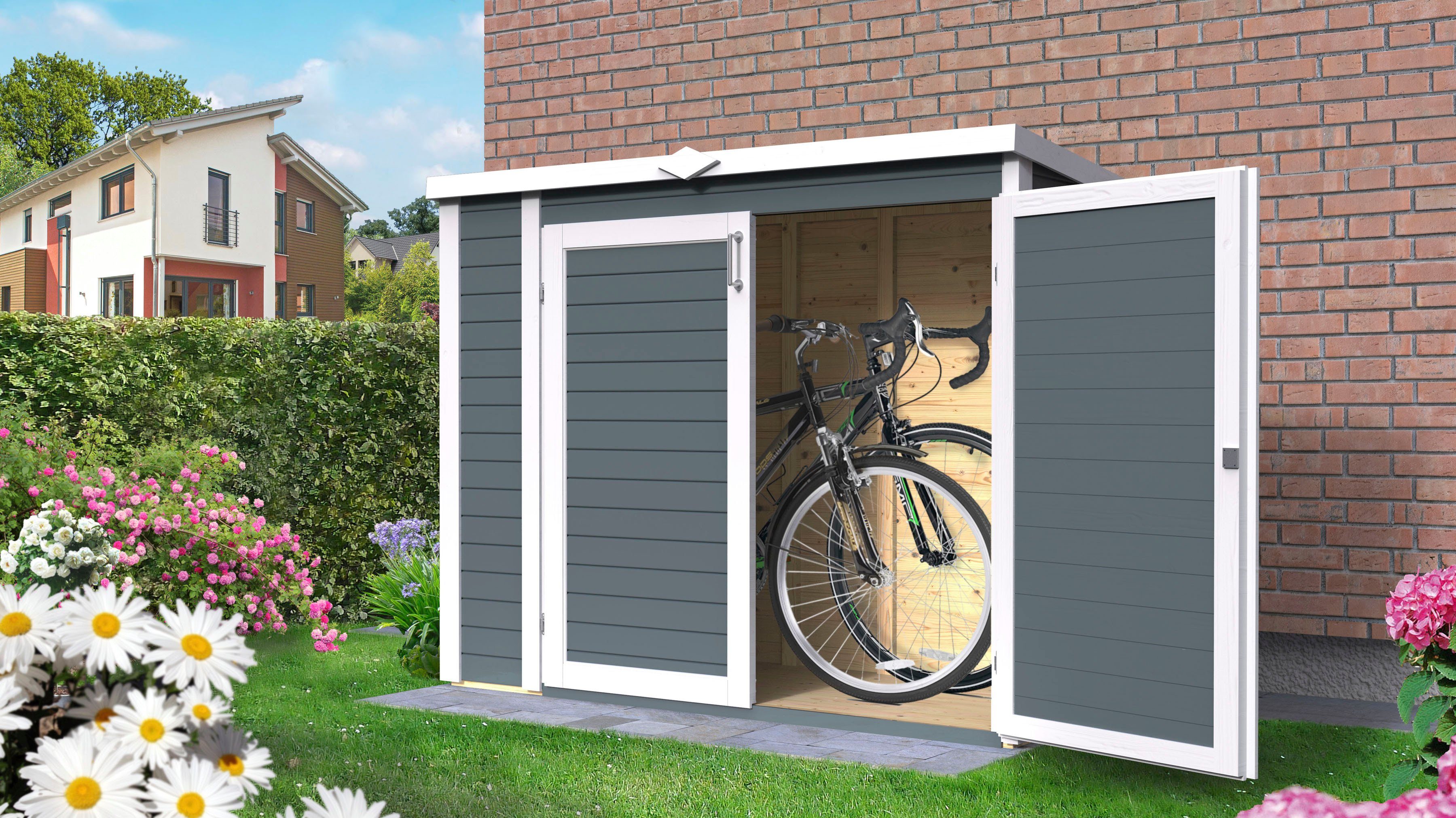 KONIFERA Mülltonnenbox Gartenschrank Multi 3 (Komplett-Set), aus Fichte, BxTxH: 200x82x163 cm