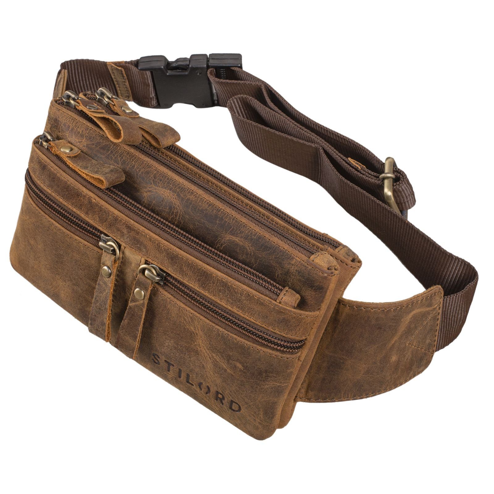 Bauchtasche "Damian" Große Bauchtasche Gürteltasche Leder Vintage Damen und Herren