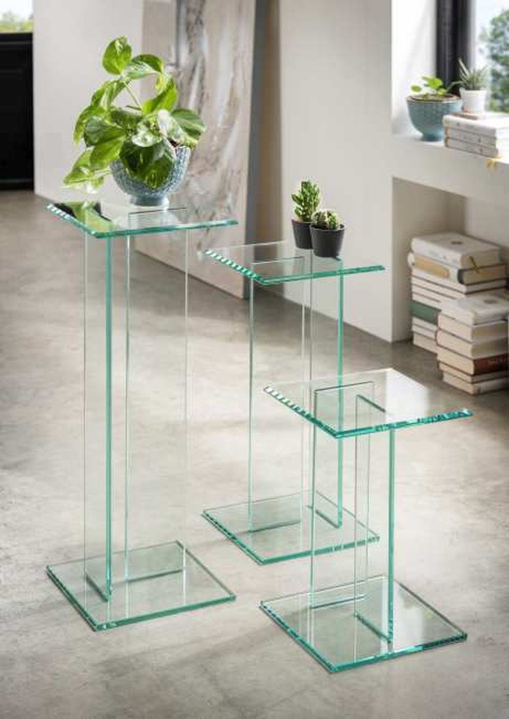 Beistelltisch in Klarglas, Glas - 25x56x25cm (BxHxT)