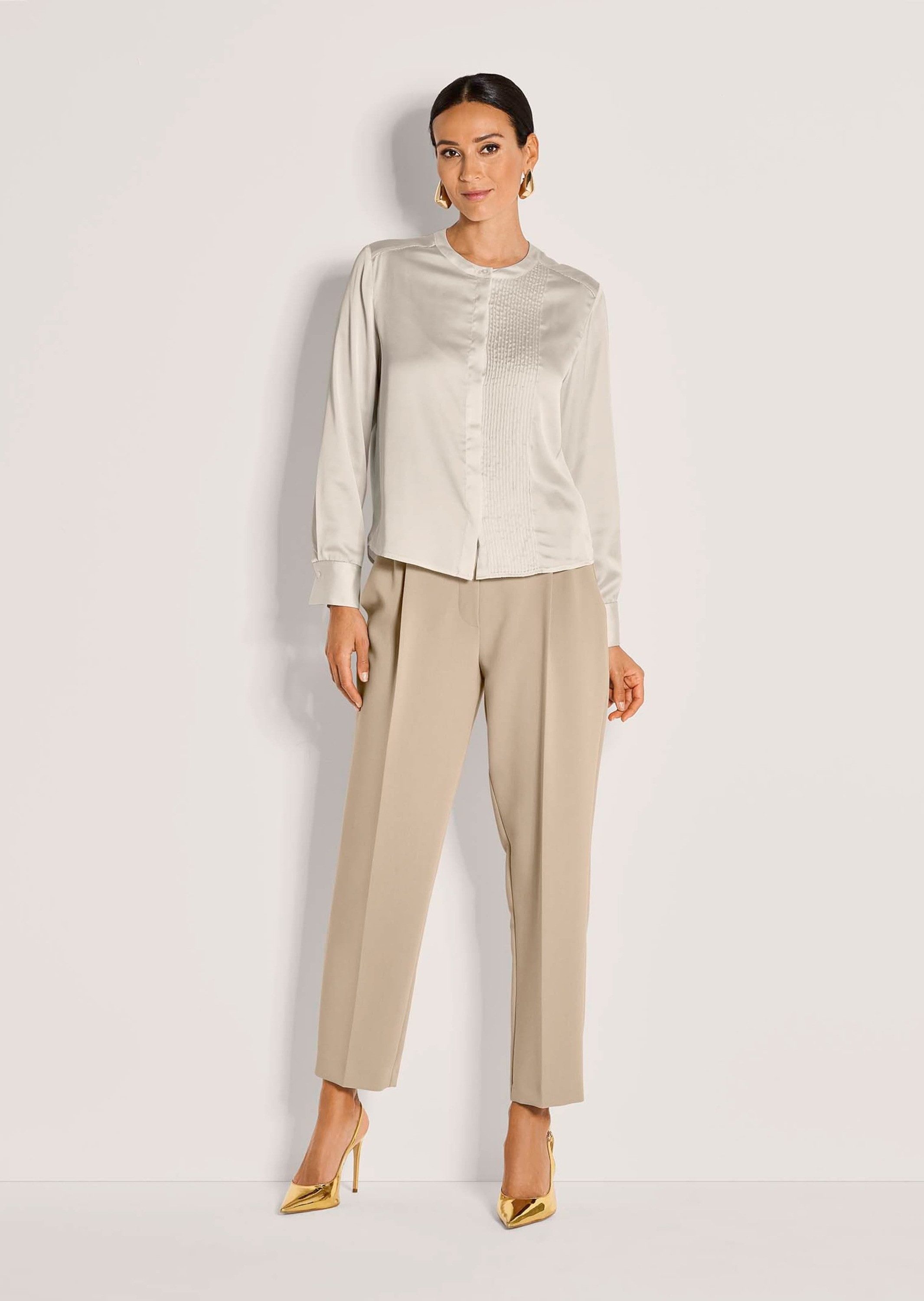 Langarmbluse Elegante Bluse mit Zierblenden