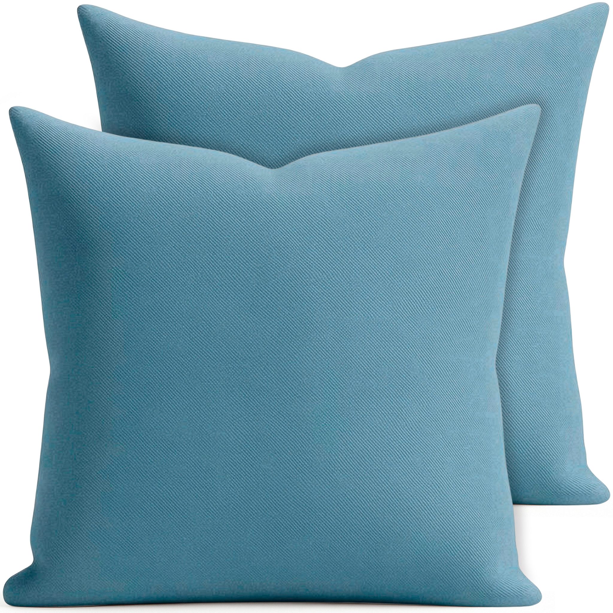 matches21 HOME & HOBBY Kissenbezüge 2er Set Kissenhülle 50x50 cm blaugrau pflegeleicht mit Reißverschluss, (2 Stück), Zierkissen-Bezüge einfarbig für Couch-Kissen mit Lotuseffekt