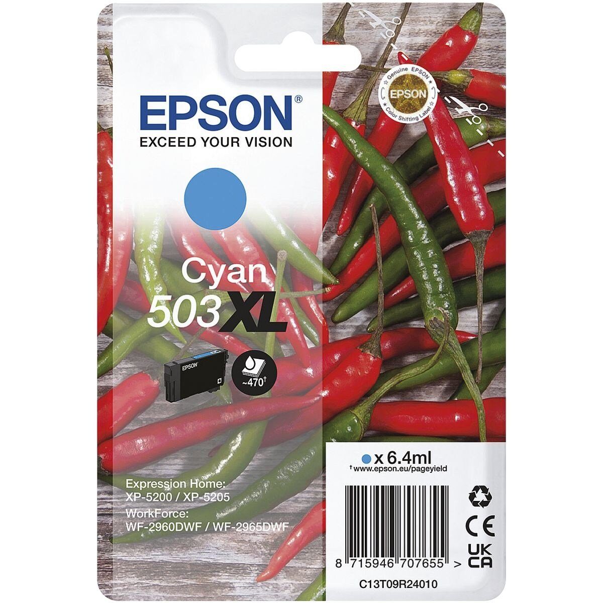 Epson 503XL Tintenpatrone (1-tlg., Original Druckerpatrone, cyan)