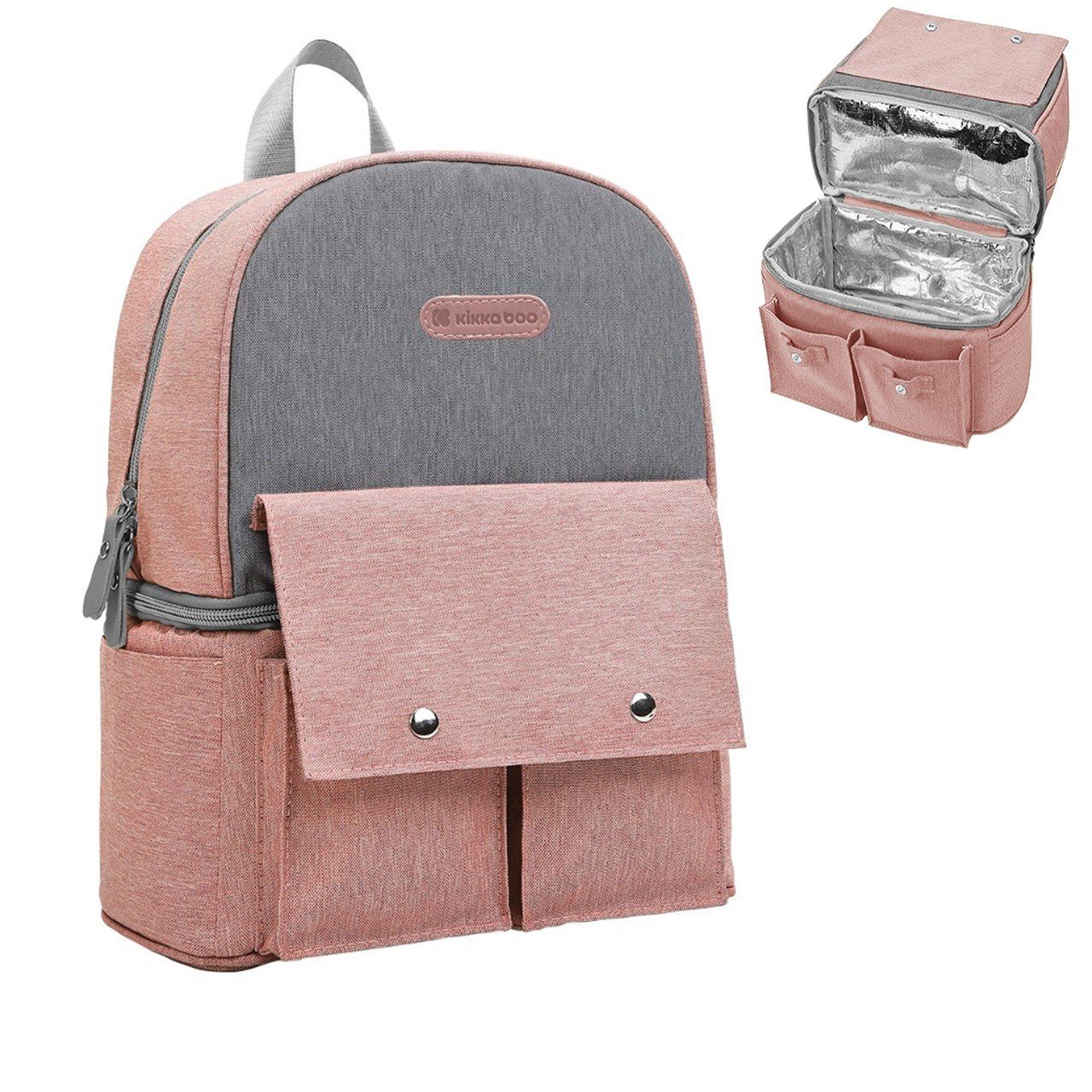 Nia rosa Wickeltasche Kikkaboo Rucksack Reißverschlussöffnung, (1-tlg), Wickeltasche verschiedene Fächer