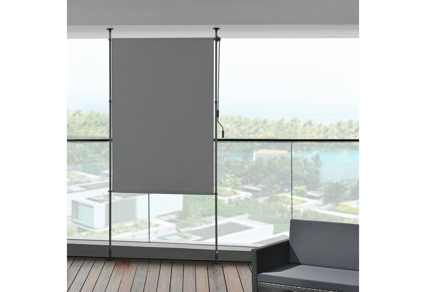Thumbnail - pro.tec Senkrechtmarkise »Cimarra« Outdoor-Sichtschutz Dunkelgrau 150 x 270 cm