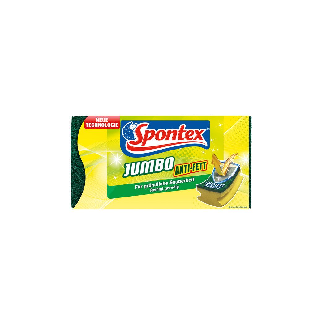 SPONTEX Reinigungsschwamm Jumbo Anti-Fett - Topfreiniger mit Anti-Fett Fasern - XXL-Größe, für eingebrannte Rückstände, Fettablagerungen und anderen Schmutz