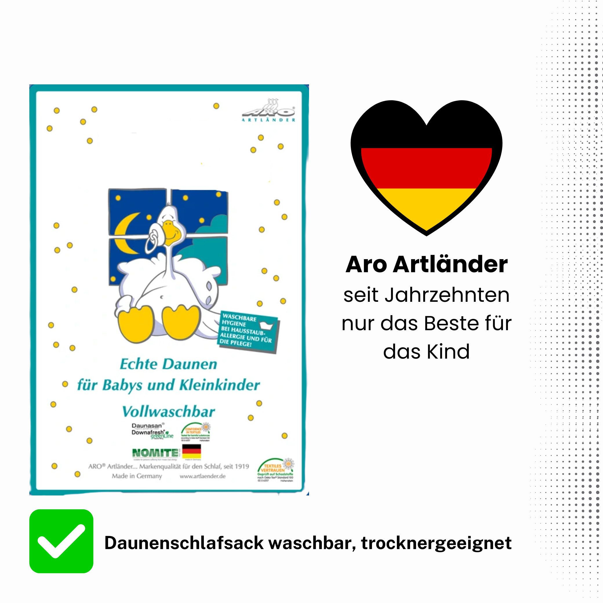 Kinderhaus Blaubaer Babyschlafsack Daunenschlafsack TOP, 3-fach längenverstellbar mit Premiumdaunen luftig leicht atmungsaktiv