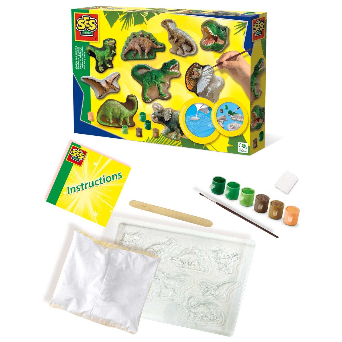 SES Creative Kreativset SES CREATIVE Gips- und Malset Gießen und Anmalen Dinowelt