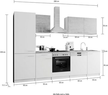 RESPEKTA Küchenzeile Malia, Breite 280 cm, mit Soft-Close, in exklusiver Konfiguration für OTTO