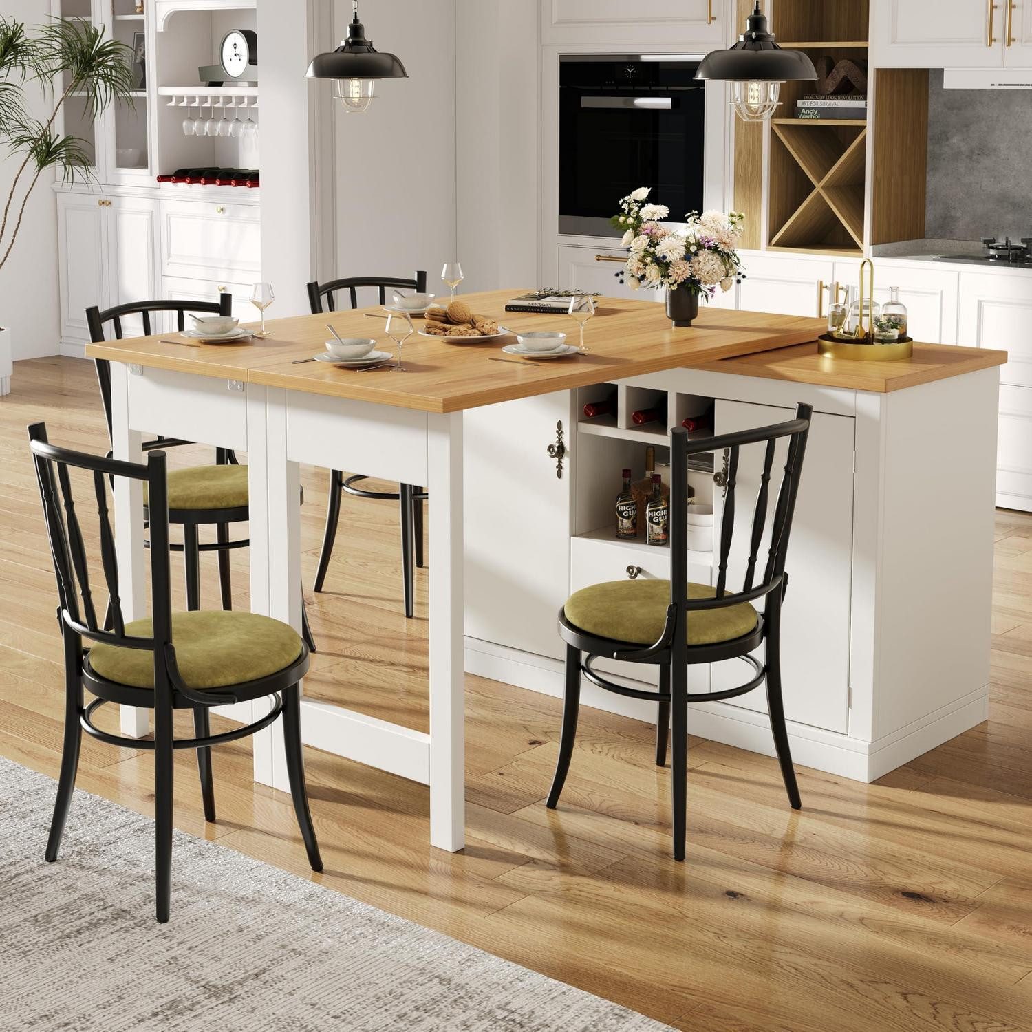 LuxusKollektion Bartisch Bartisch ausziehbar 120-180cm mit Drehfunktion Weiß (1-St)