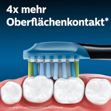 Philips Sonicare Aufsteckbürsten C3 Premium Plaque Defence, Spar-Set, für elektrische Zahnbürste, 4 Bürstenköpfe Schwarz mit Smart-Bürstenkopferkennung