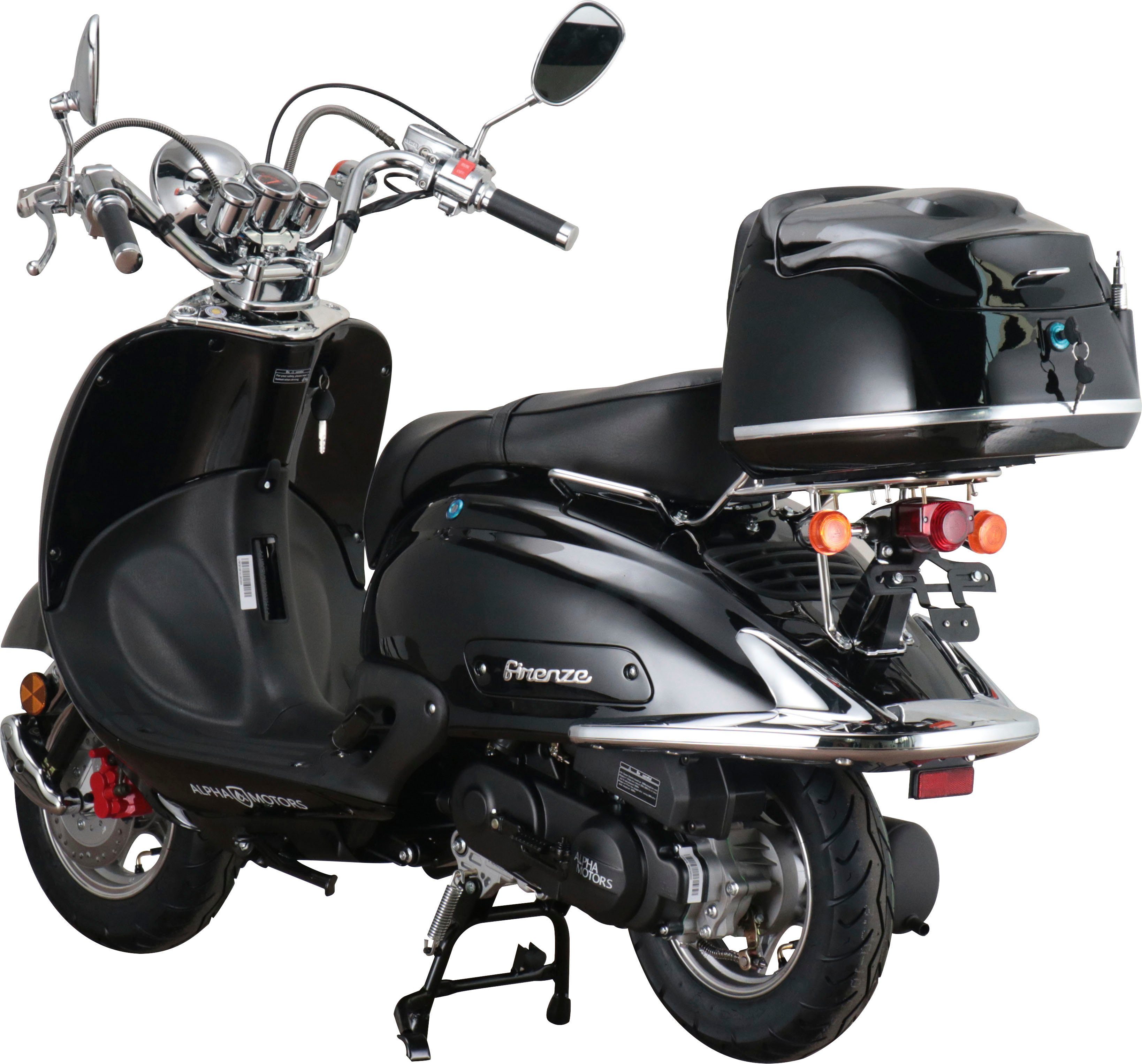 Alpha Motors Motorroller Retro Firenze, 50 ccm, 45 km/h, Euro 5, (mit Topcase), mit Lenkerschloss, im Retro-Look