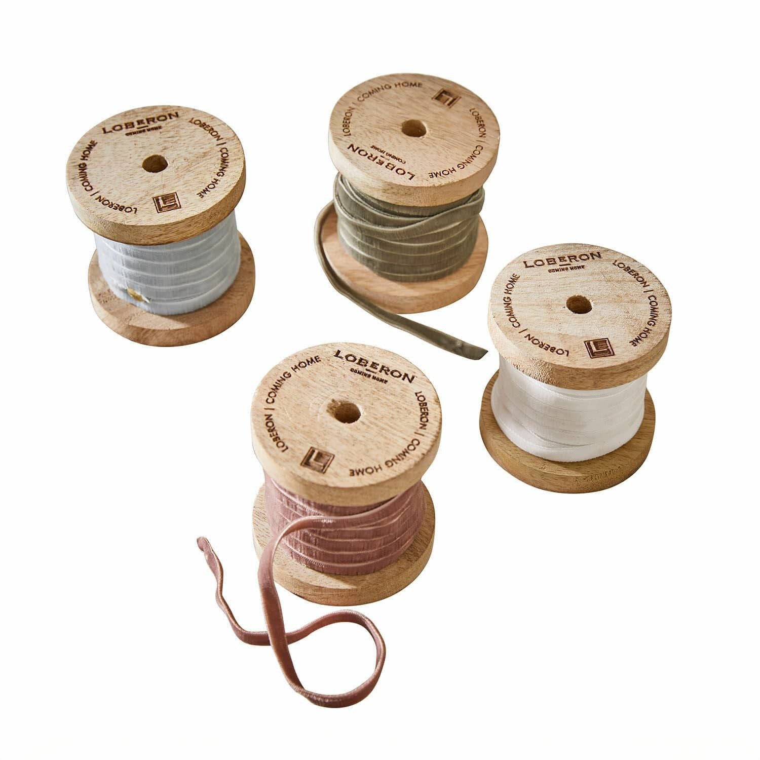 Mirabeau Geschenkband Samtband 4er Set Hilary blau/oliv/rot, none