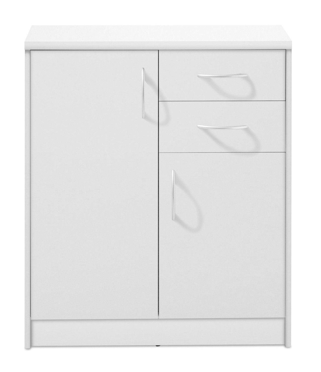 Kommode OPTIMUS, B 74 x H 86 cm, Weiß matt, mit 2 Türen und 2 Schubladen