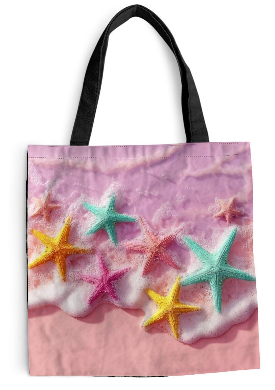 MuchoWow Shopper Seestern - Strand - Wellen, Handtasche, Damen und Herren, Schultertasche, Umhängetasche, Tote Bag