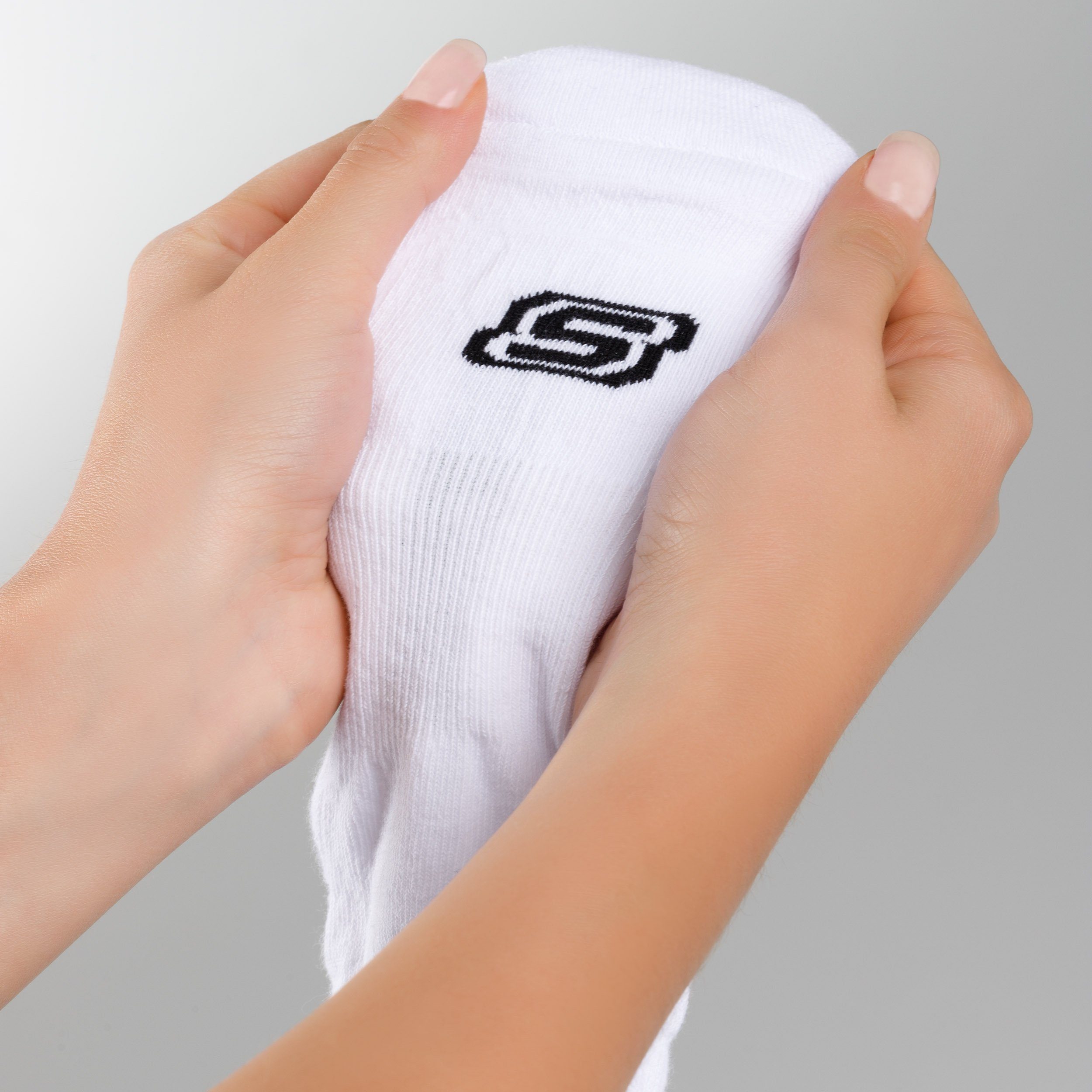 Sohle (6-Paar) Socken Basic gepolsterter Cushioned weiß Skechers mit