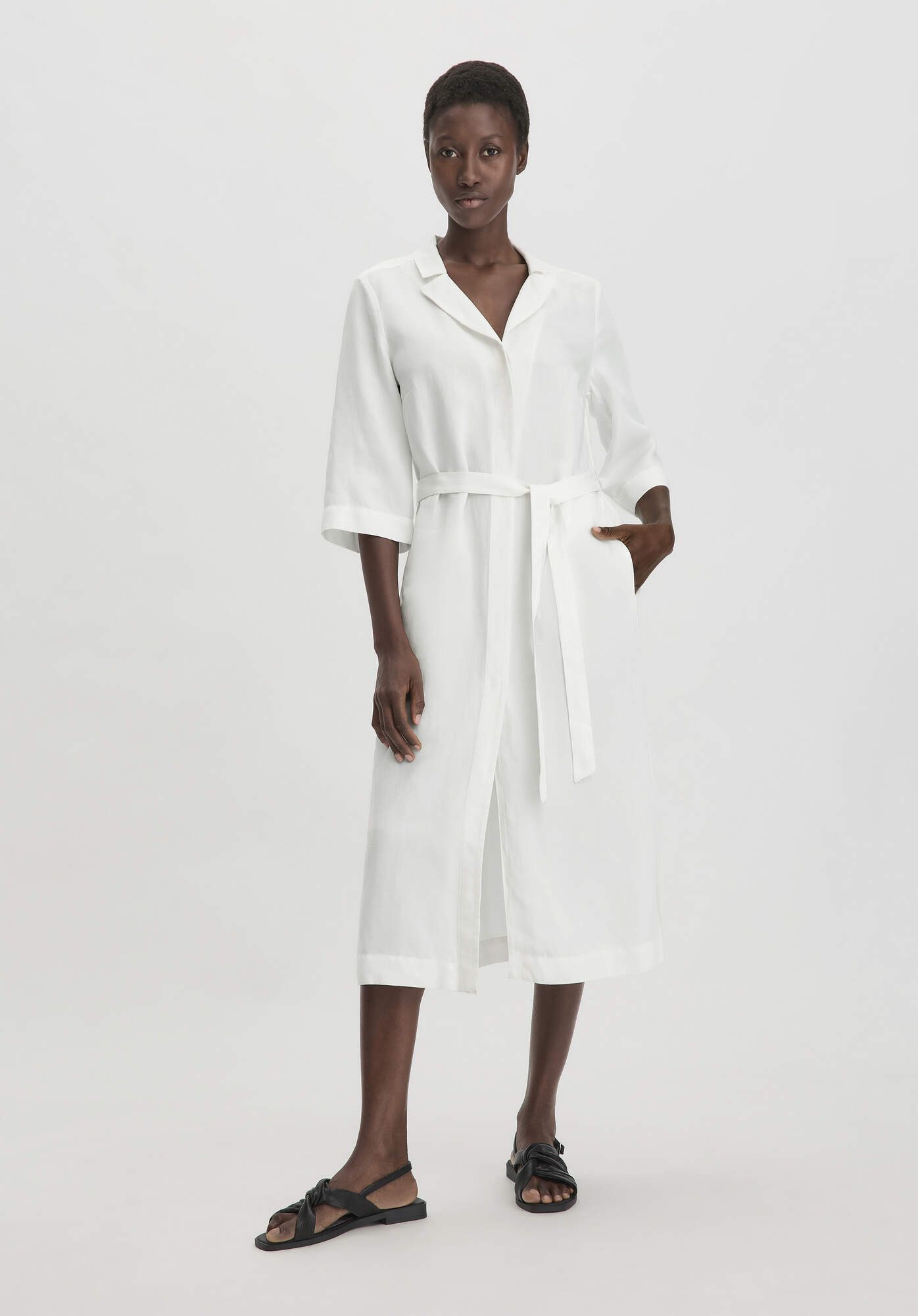 Hessnatur A-Linien-Kleid aus TENCEL Lyocell mit Leinen (1-tlg) günstig online kaufen