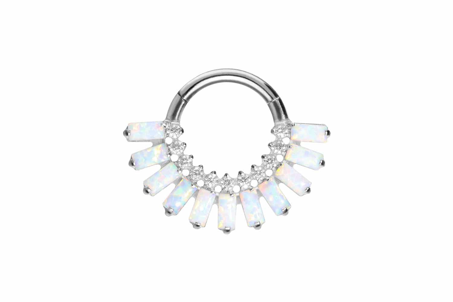 Piercing-Set Titan Segmentring Clicker EINGEFASSTE KRISTALLE + SYNTHETISCHE OPALE