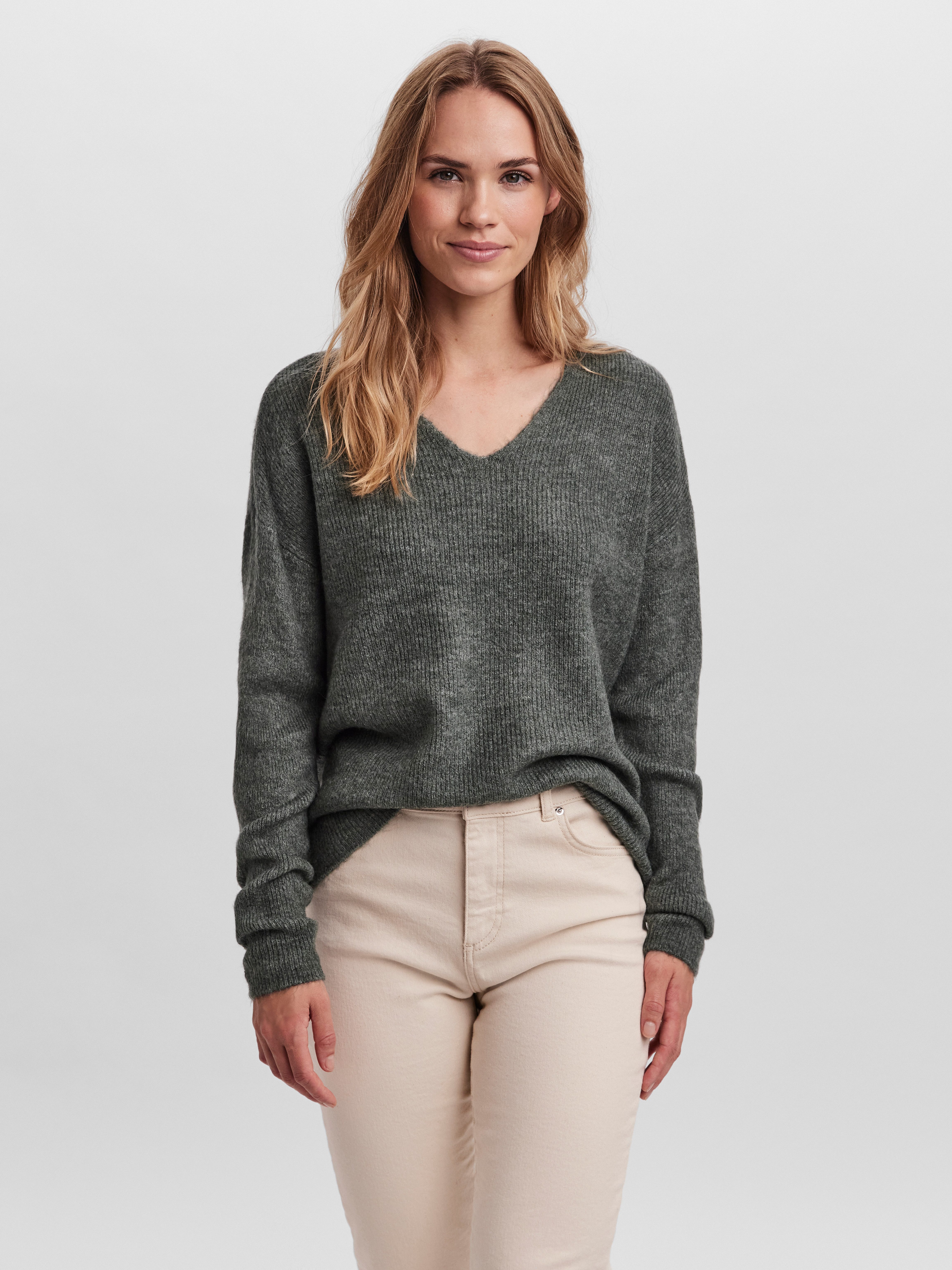 Vero Moda V-Ausschnitt-Pullover VMCREWLEFILE LS V-NECK günstig online kaufen