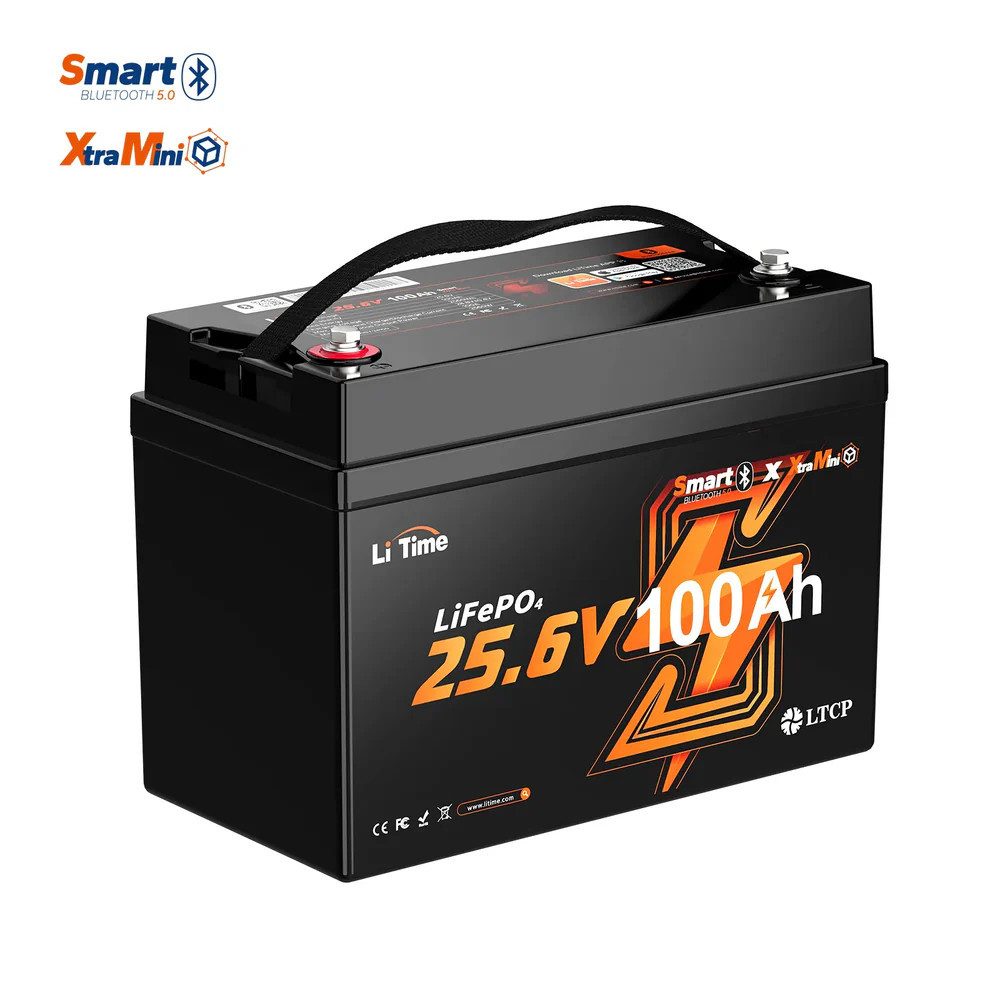 LiTime 24V 100Ah Xtra Mini LiFePO4 Batterie mit Bluetooth Solarakkus (24 V)
