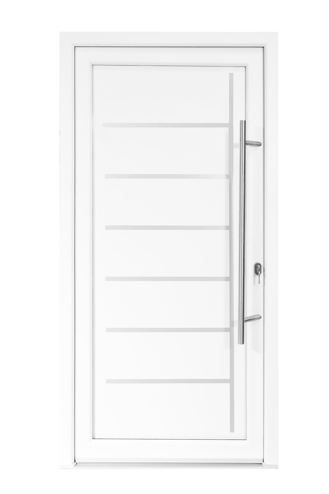 SN DECO GROUP Haustür Bastion Zeta, weiß, E-Öffner, Stoßgriff (Komplett-Set), Elektrischer Türöffner (E-Öffner) ROTO Typ 3RA verbaut
