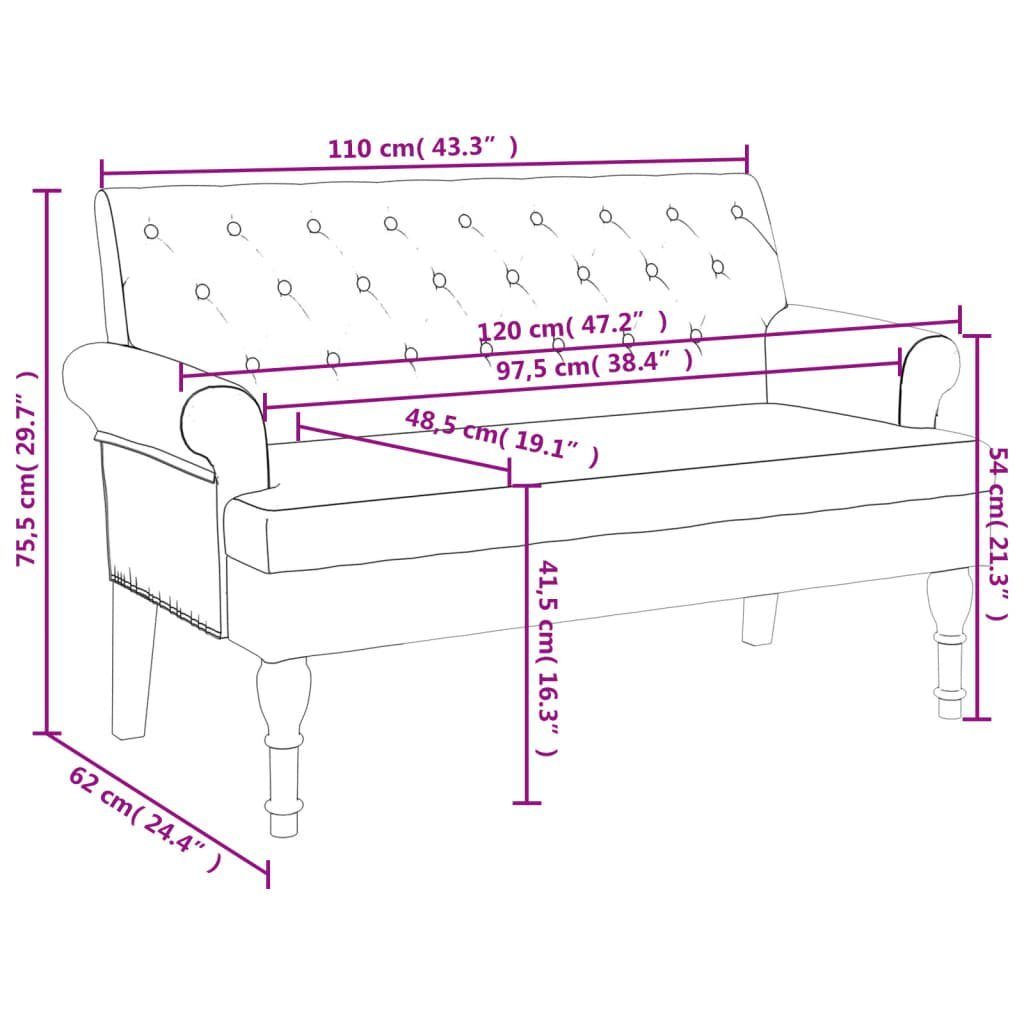 Dunkelbraun vidaXL cm | Sitzbank Rückenlehne Sitzbank Dunkelbraun Dunkelbraun 120x62x75,5 Stoff mit