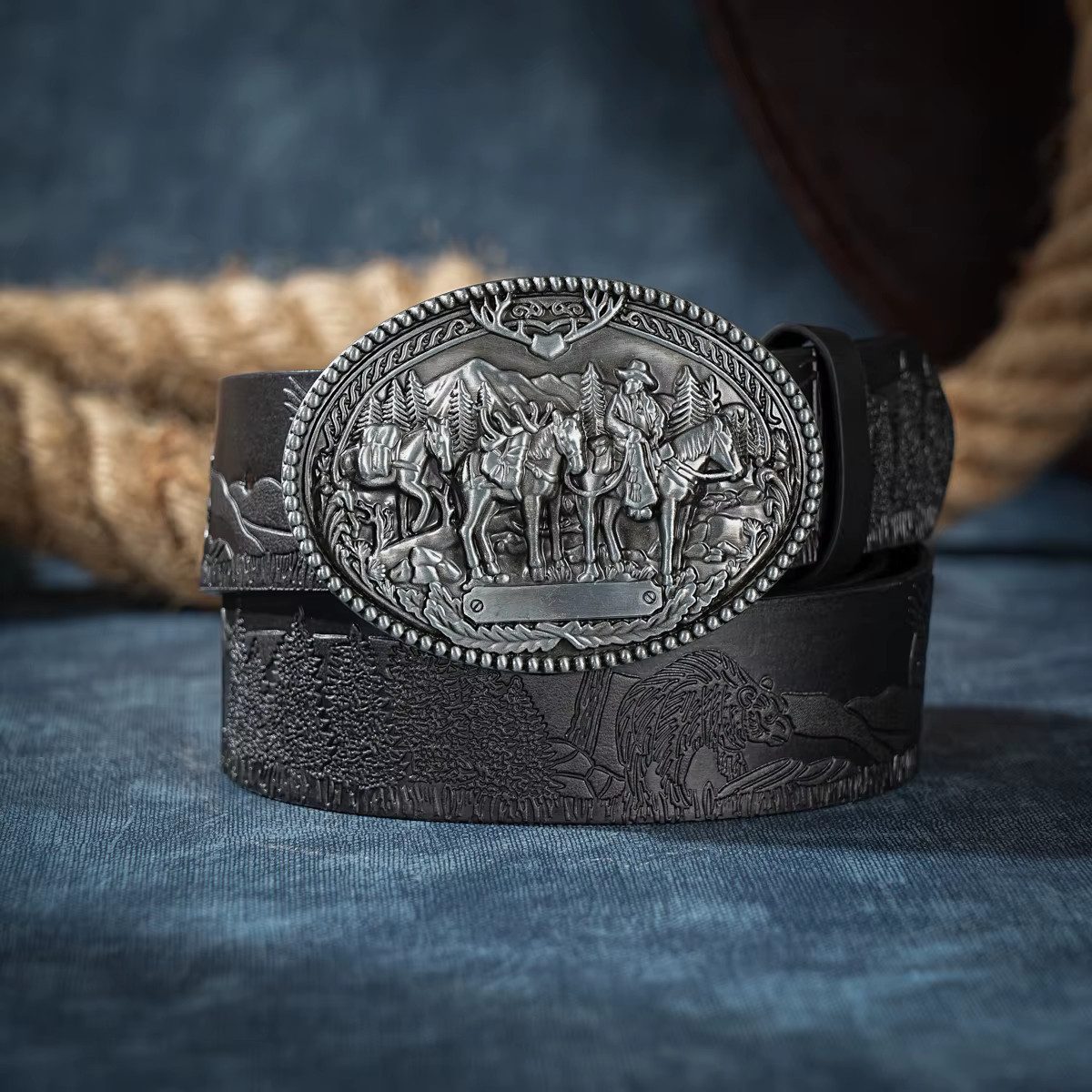 Ware aus aller Welt Koppelgürtel Rustikaler Western - Gürtel mit Cowboy Gür günstig online kaufen