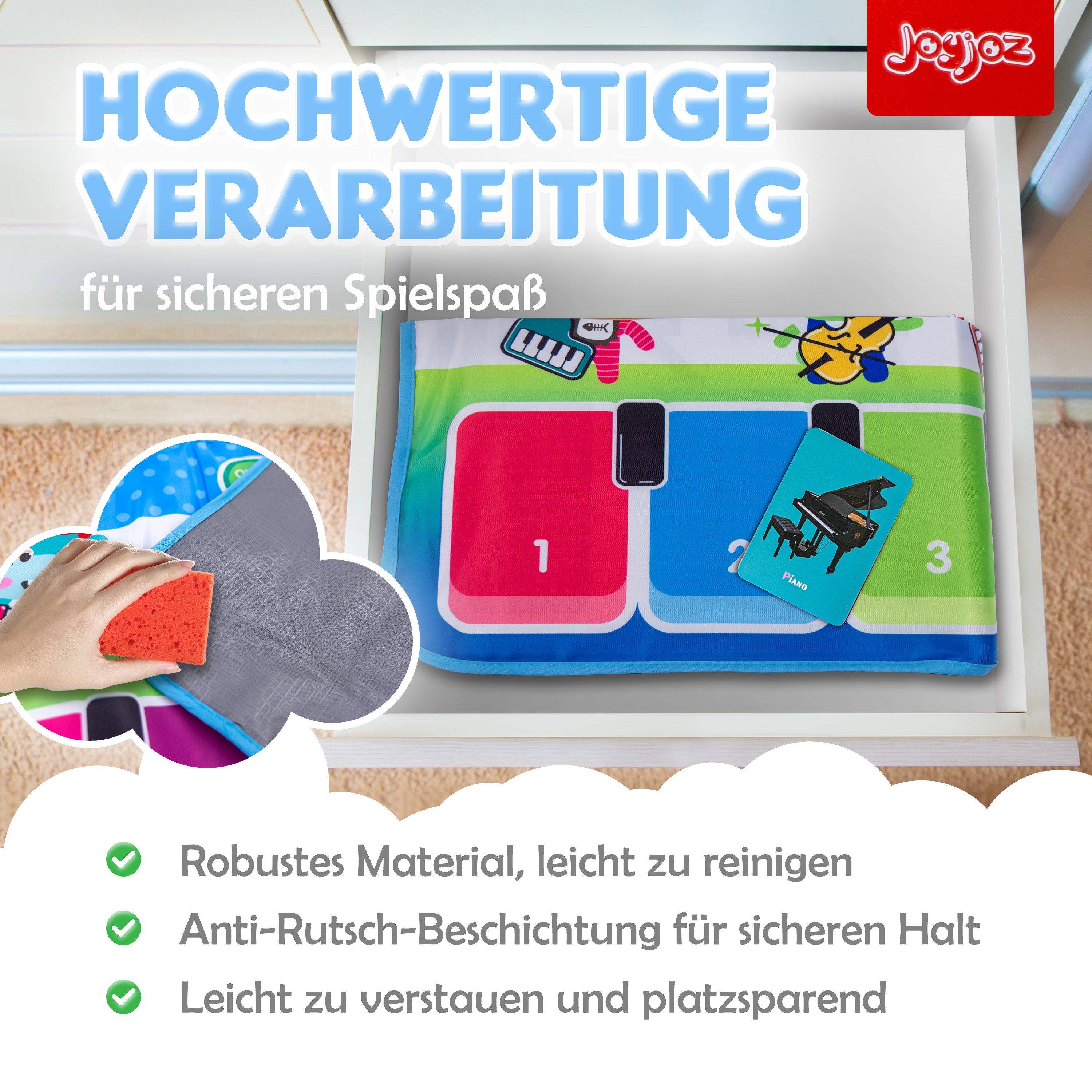 JoyJoz Spielmatte (Elektronische Klaviermatte, Tanzmatte für Kinder), mit 25 Geräuschen und 13 Karten – Spielspaß und Lernen in Einem – Bild 4 von 5