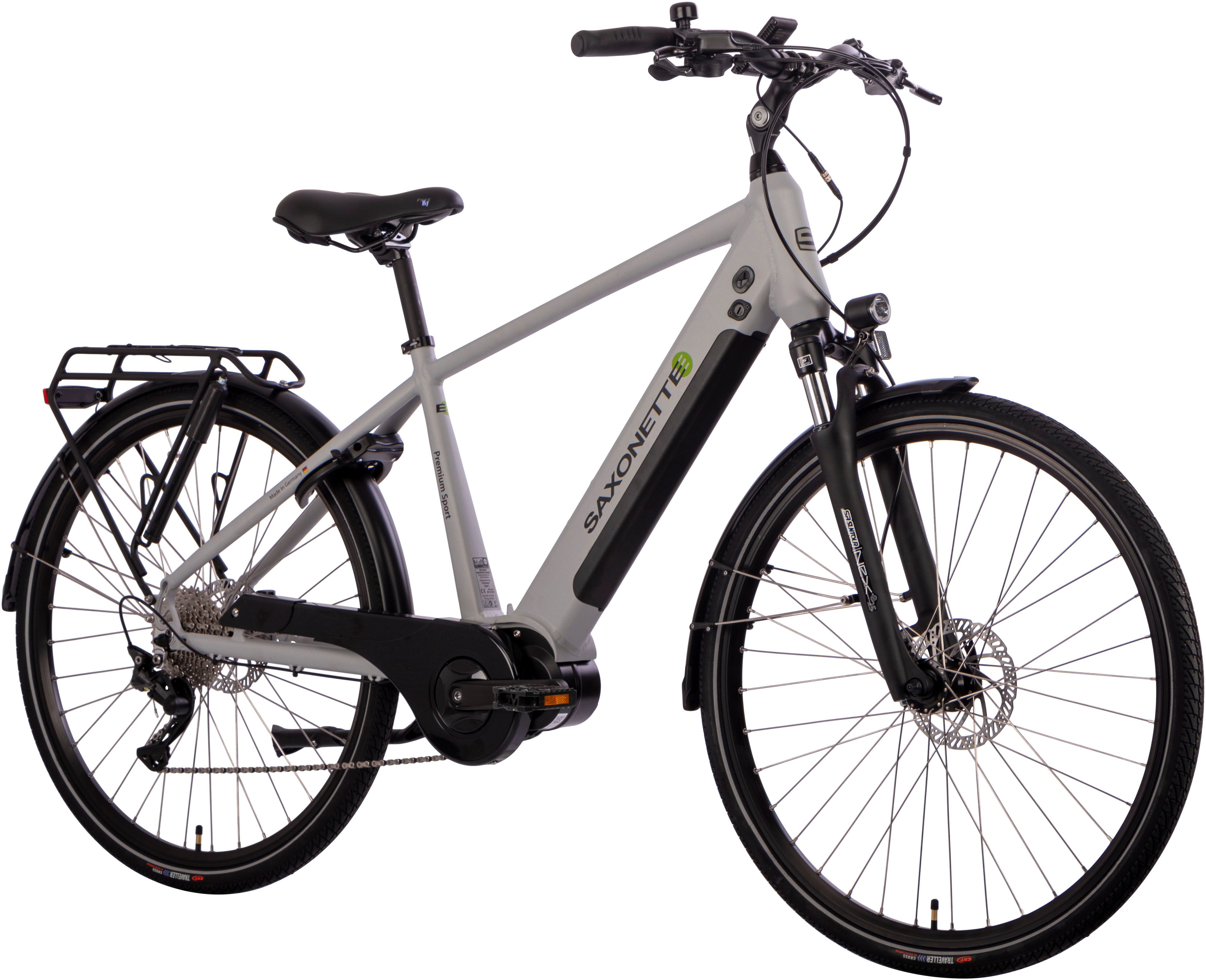 SAXONETTE E-Bike Trekkingrad Premium Sport (Diamant), 10 Gang, Kettenschaltung, Mittelmotor, 522 Wh, Pedelec, Elektrofahrrad für Herren