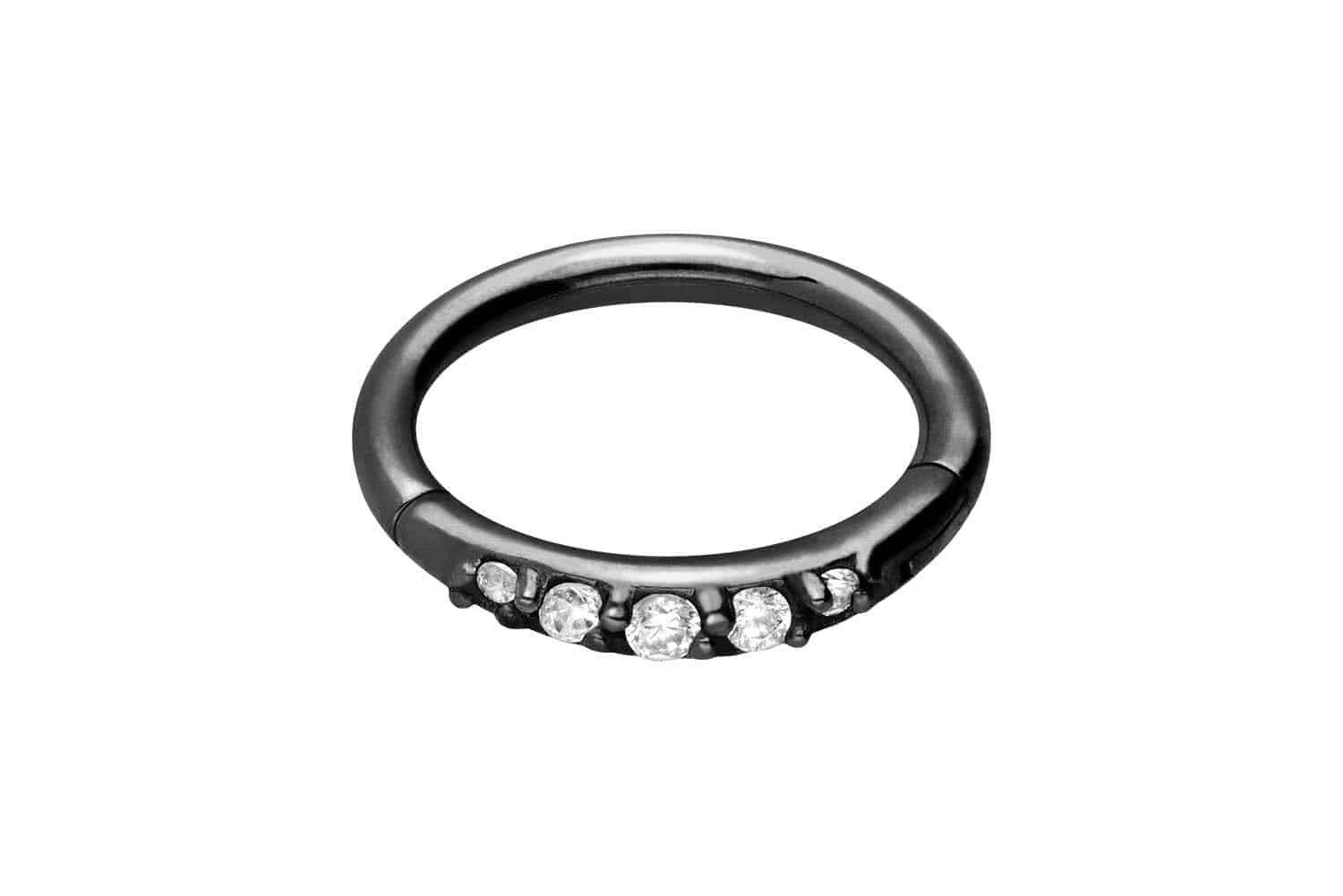 Nasenpiercing Chirurgenstahl Segmentring Clicker 5 EINGEFASSTE KRISTALLE Ohrpiercing