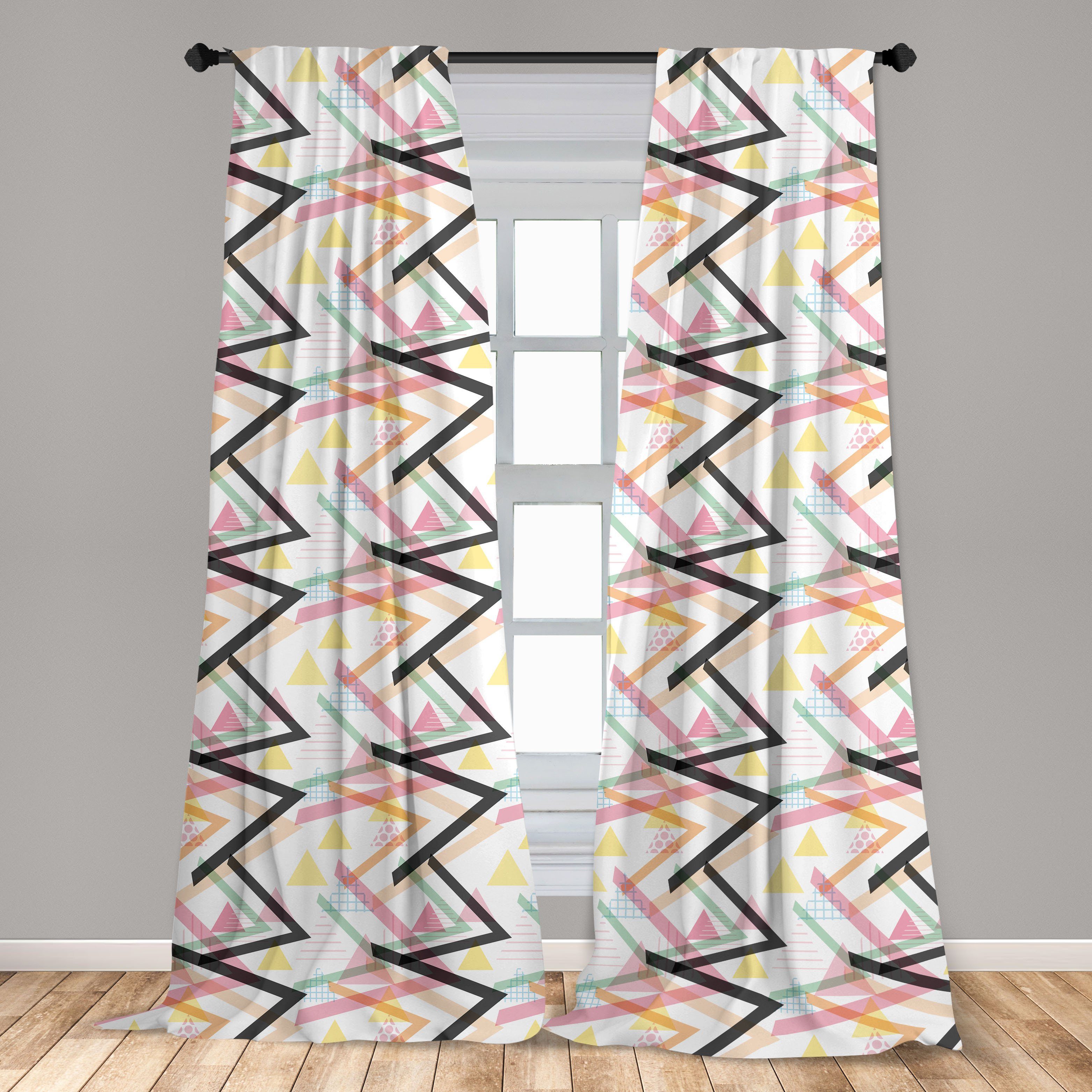 Gardine Vorhang für Wohnzimmer Schlafzimmer Memphis Art Microfaser, Postmodern Dekor, Abstrakt Abakuhaus