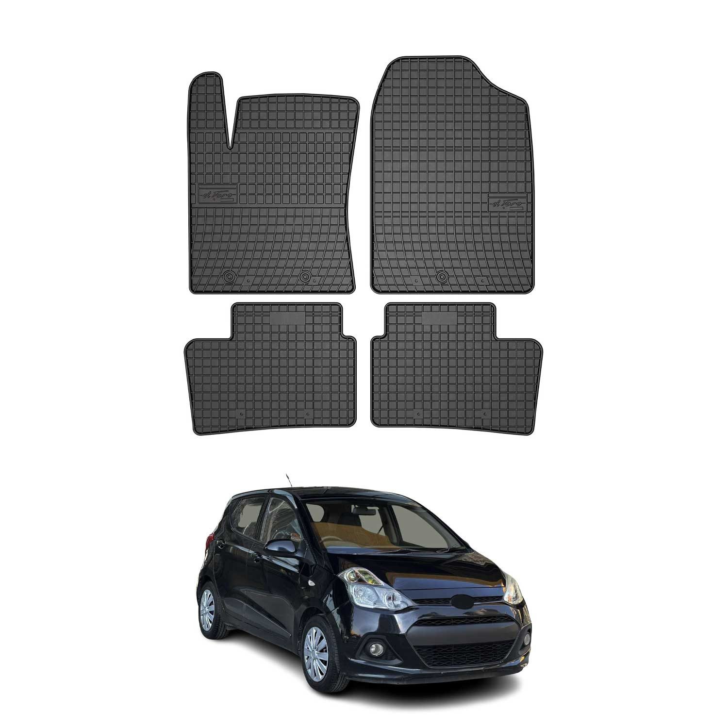 OMAC Auto-Fußmatten für Hyundai i10 2013-2019 Gummimatten Schwarz 4 tlg (4 St), für Hyundai i10 2013-2019 Hyundai i10 2013-2019, Antirutsch,Wasserfest,Einfache Installation