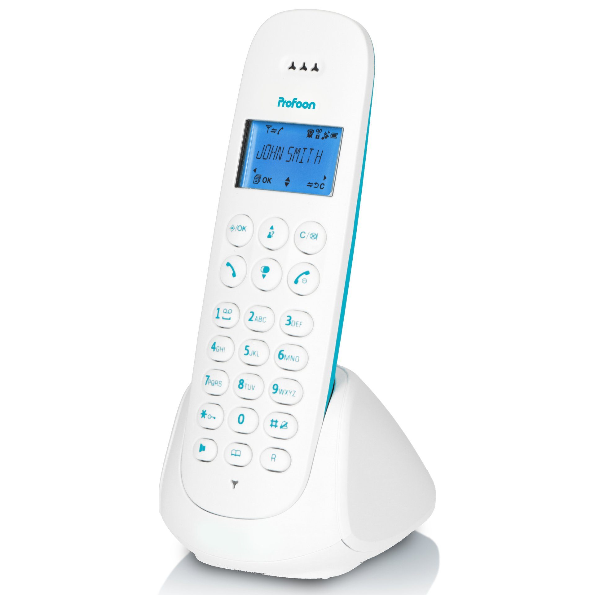 Profoon PDX-300 - DECT-Telefon mit 1 Mobilteil Schnurloses DECT-Telefon,  Lange Standby- (bis zu 100 Stunden) und Betriebszeit (bis zu 10 Stunden)