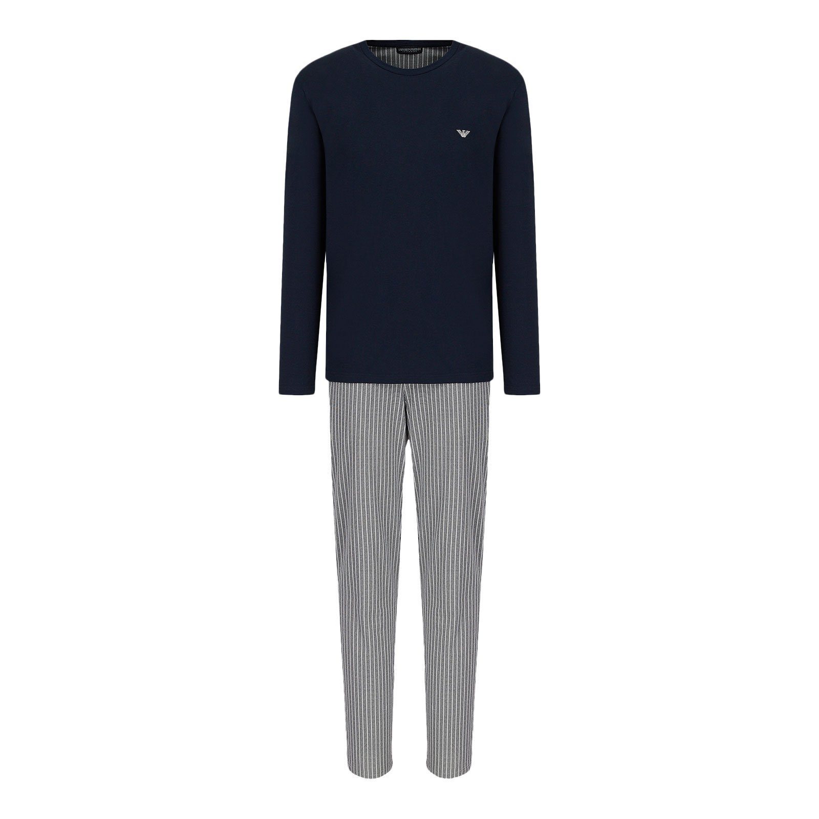 Emporio Armani Schlafanzug Loungewear Pyjama-Set long (2 tlg) in Geschenkverpackung 91235 marin vert. stripe