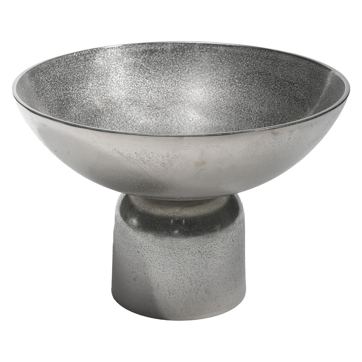 casa NOVA Dekoschale GRAVIUS, Ø 33 cm, Silbergrau, Aluminium, (1 St), mit Standfuß