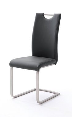 expendio Wohnzimmer-Set Travis 140, (Spar-Set, 8-St), weiß Hochglanz montiert LED + Softclose + 4x Stuhl Kunstleder schwarz