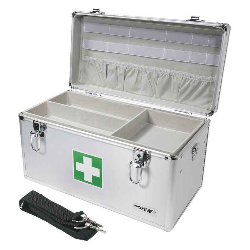 HMF Medizinschrank Erste Hilfe Koffer, Arztkoffer für Erstversorgung erkennbarer Erste-Hilfe Koffer mit Tragegriff, 40x22,5x20,5 cm