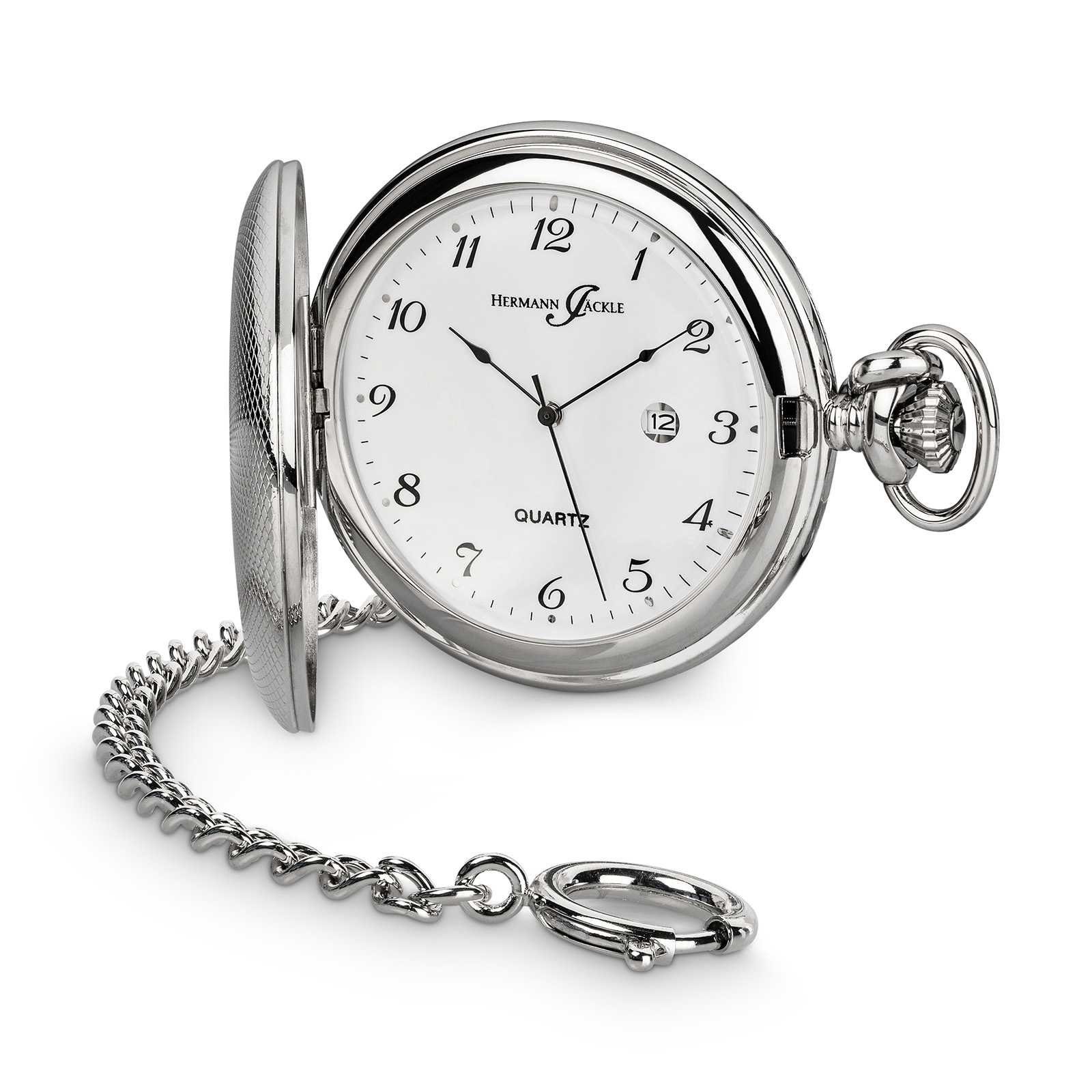 Hermann Jäckle Taschenuhr "Tübingen" Quarz mit Datumsanzeige, 50 mm, inkl. Kette & Reiseetui