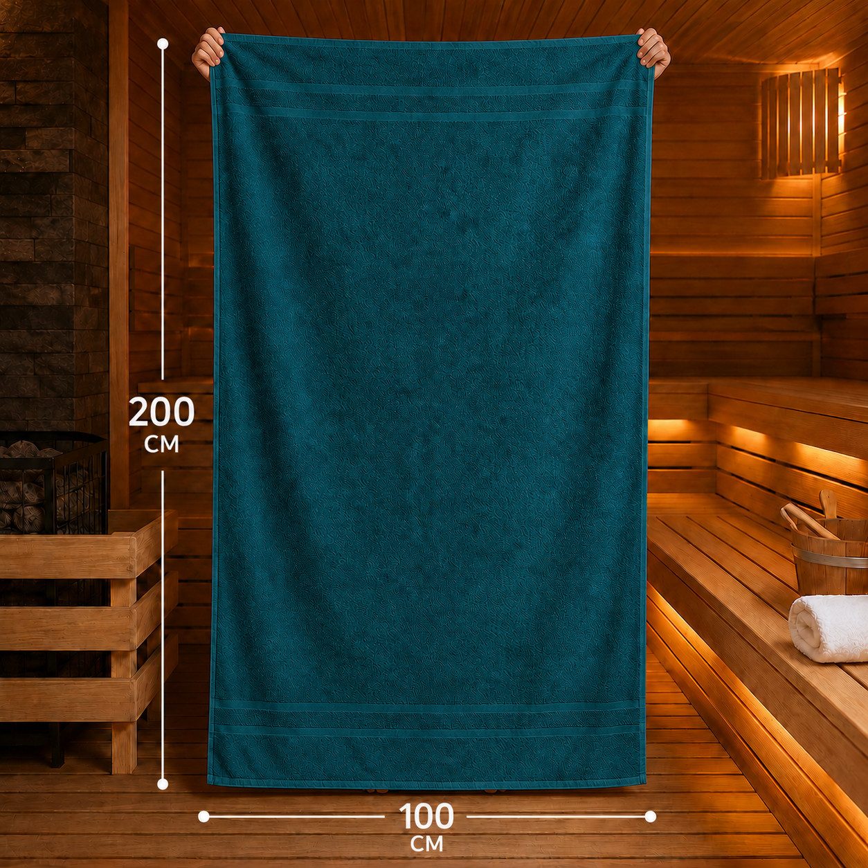 Komfortec Saunatuch 100x200 Extra Große XXL Premium Saunatuch, Unifarben (1-St), extra Große XXL, Schnelltrocknend, Frottee, Weich, Baumwolle – Bild 4 von 5