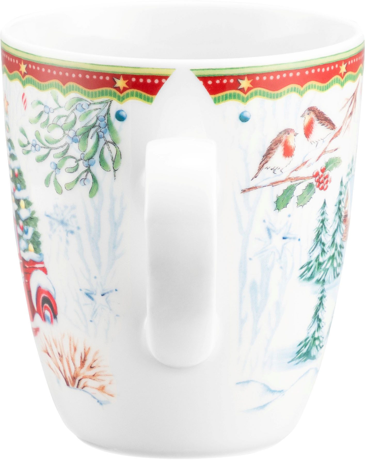 Seltmann Weiden Becher Life - Weihnachtsauto, 1-tlg., Porzellan, Becher mit Henkel 0,40 l und weihnachtlichem Dekor