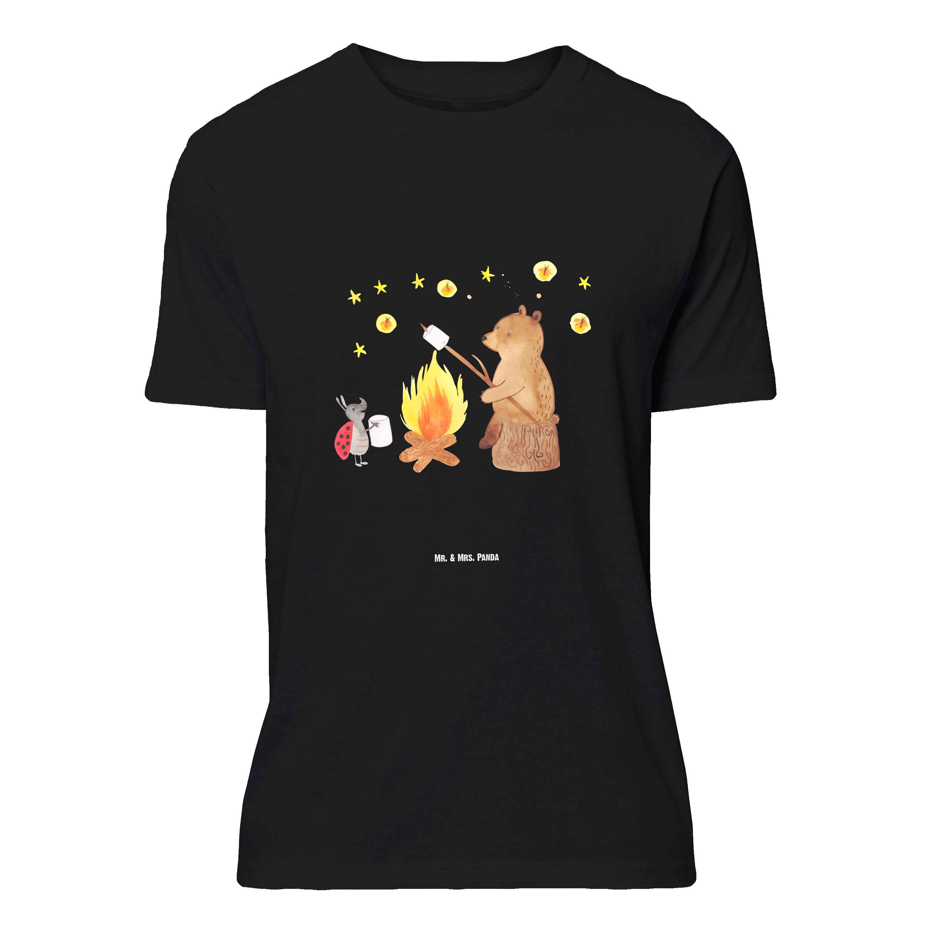 T-Shirt Bär & Marienkäfer Lagerfeuer, Größe XL T-Shirt, Schwarz, Shirt, T-Shi