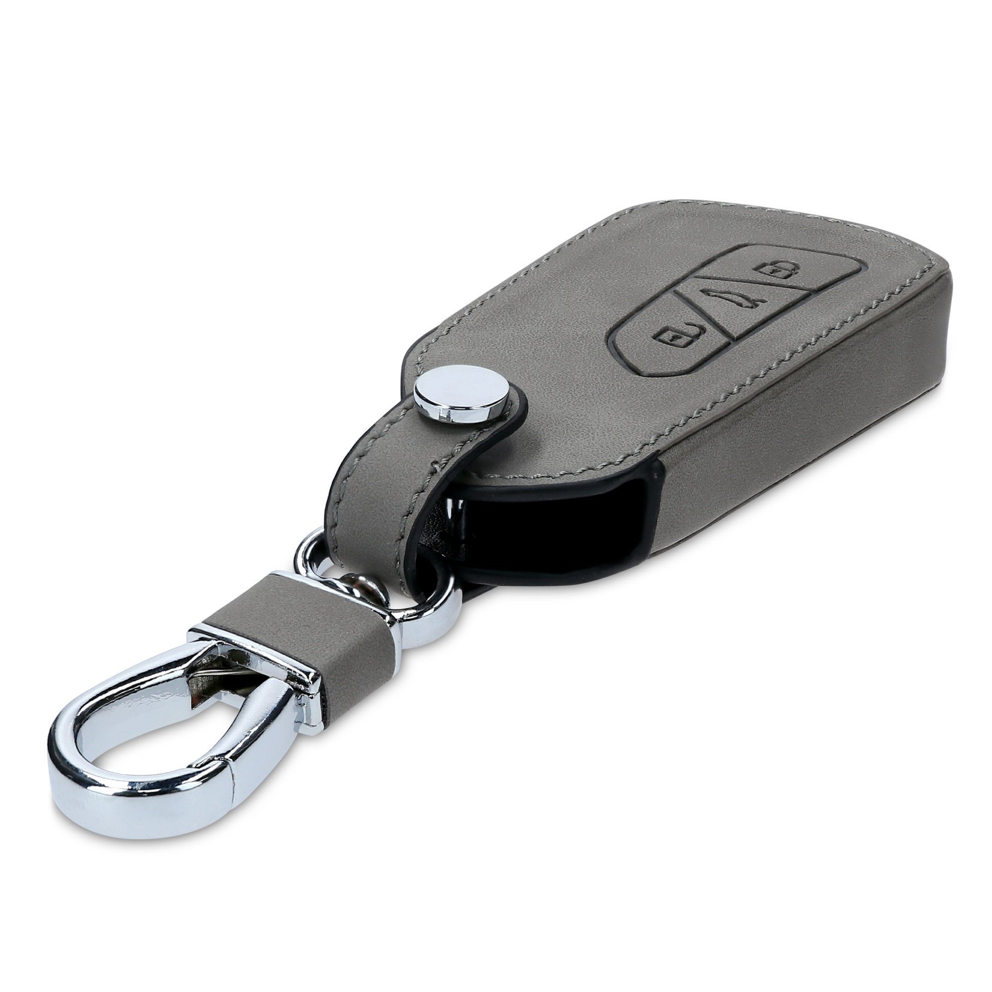 Nubuklederoptik Schutzhülle 8, kwmobile Kunstleder Schlüsselhülle Autoschlüssel Schlüsseltasche VW Golf für Hülle - Grau Cover
