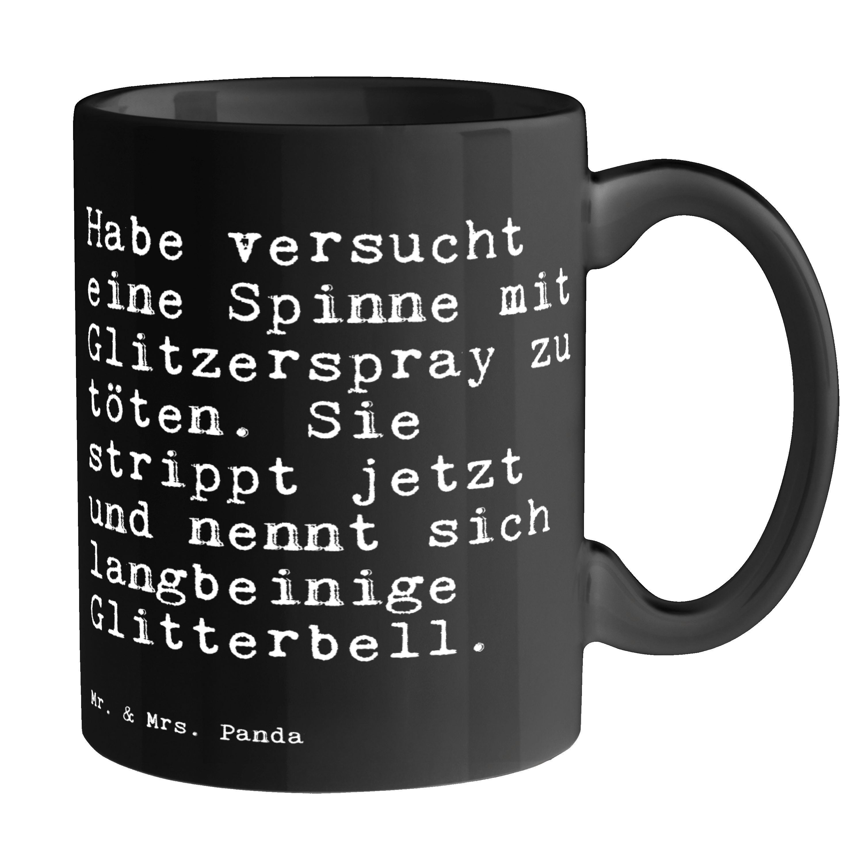 Mr. & Mrs. Panda Tasse »Habe versucht eine Spinne... Schwarz