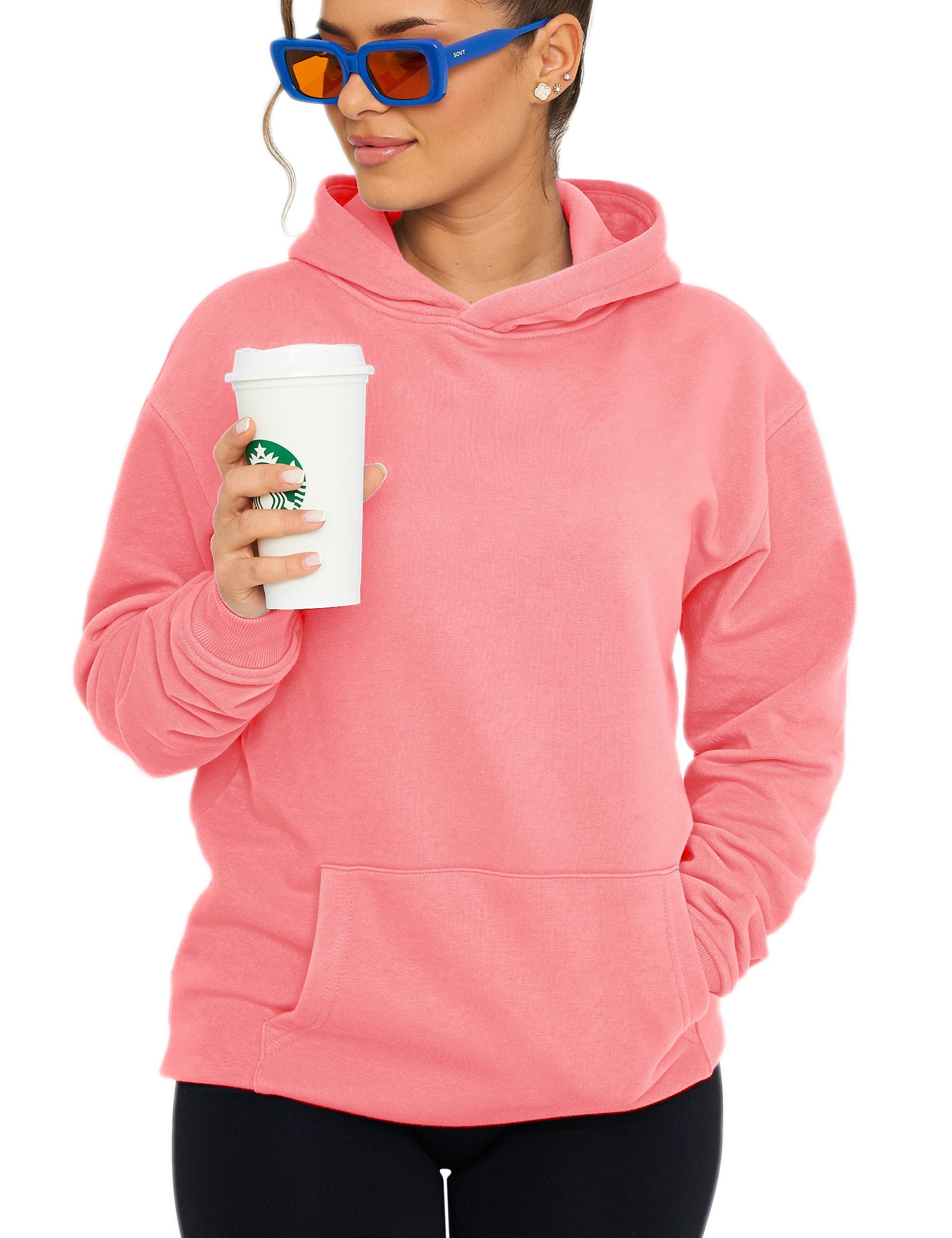 DAILY COTTON Hoodie Unifarben im Oversize Schnitt - Kapuzenpullover Loose-Fit Damen Basic Oversized Kapuzensweatshirt Raglan Kapuzenpullover Sweater